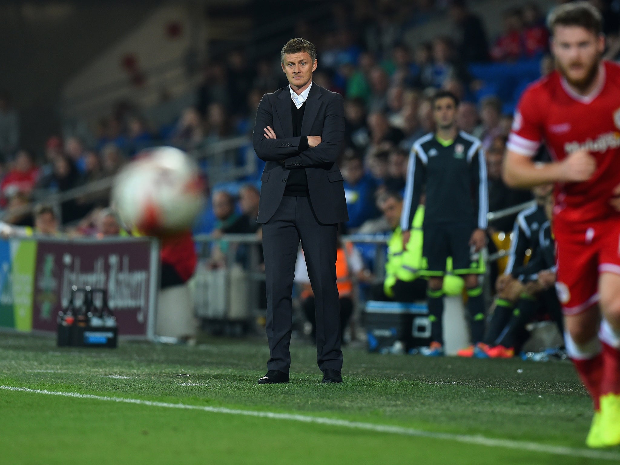 Ole Gunnar Solskjaer looks on