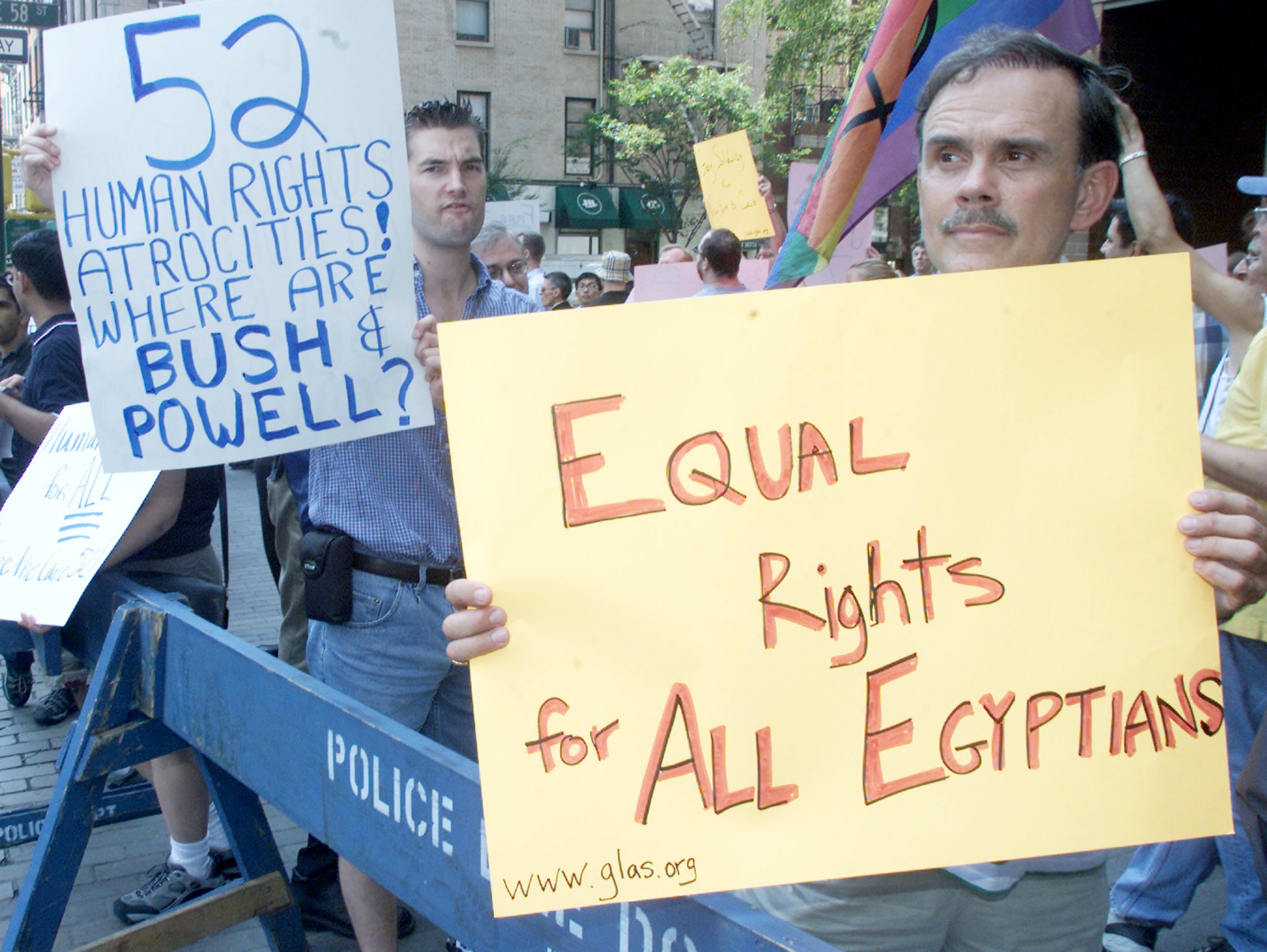 A gay rights protest in New York calling for Egypt's release of 52 gay men