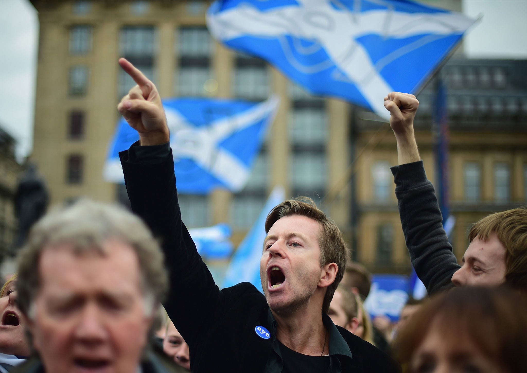 Hundreds of Yes supporters gather in George Square to show their support for independence