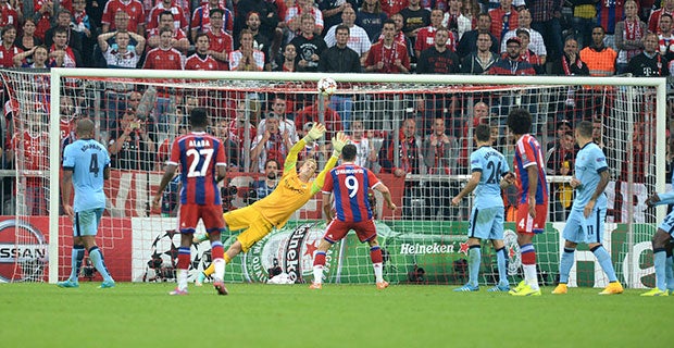 Joe Hart cannot stop Jerome Boateng's strike