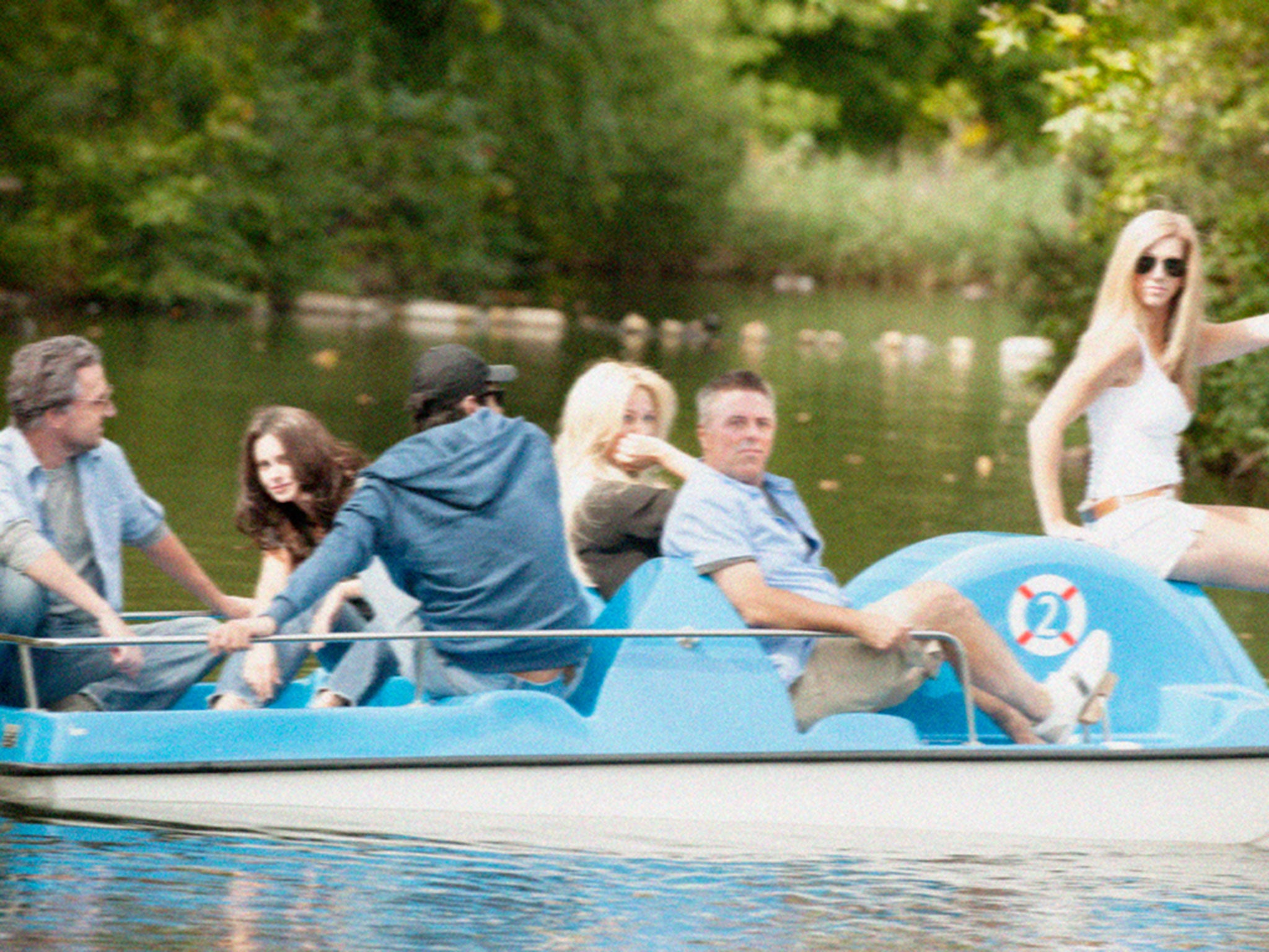 The cast rent a pedalo in Hyde Park