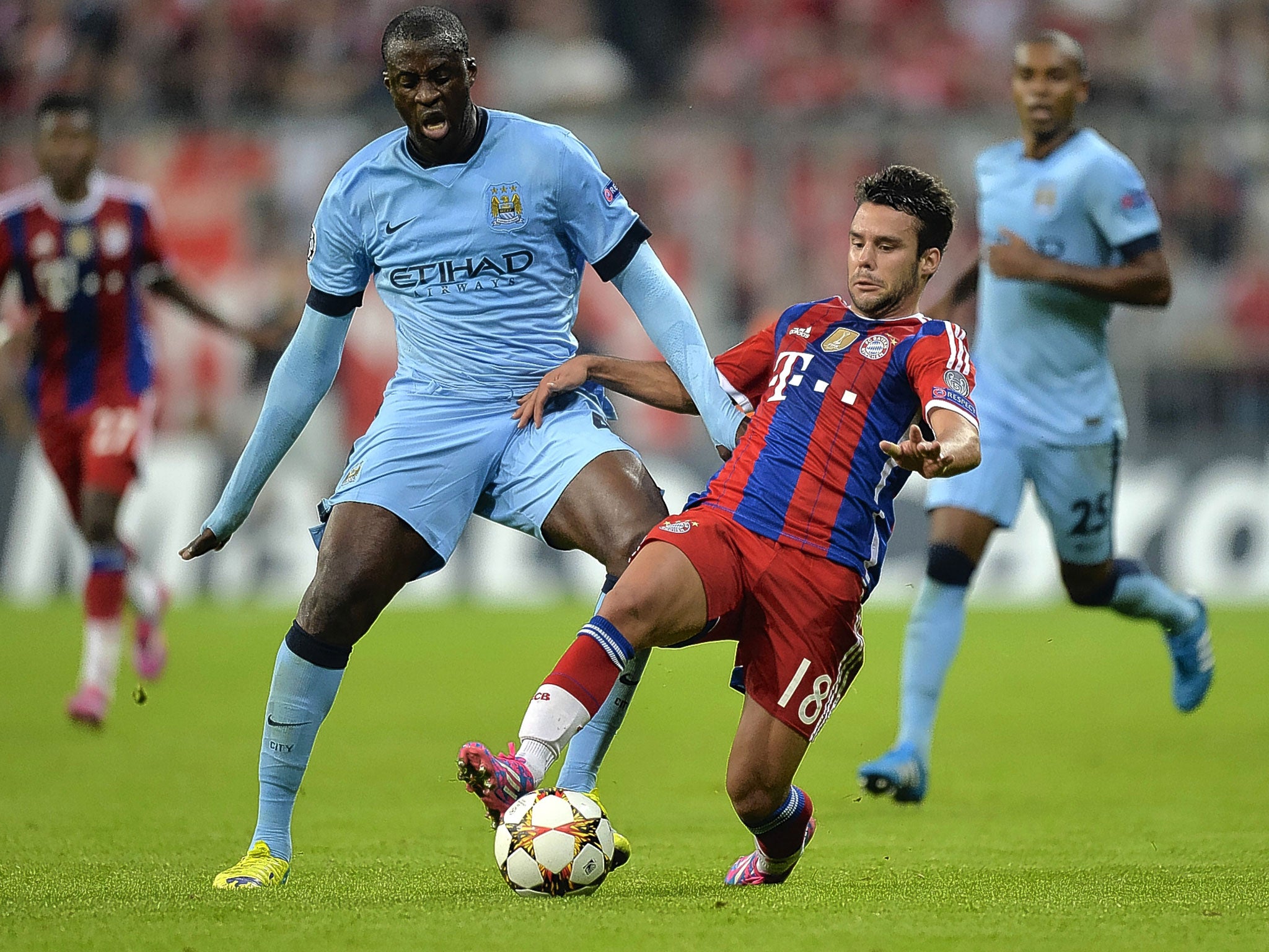 Yaya Touré (left) and Bayern Munich’s Spanish defender Juan Bernat