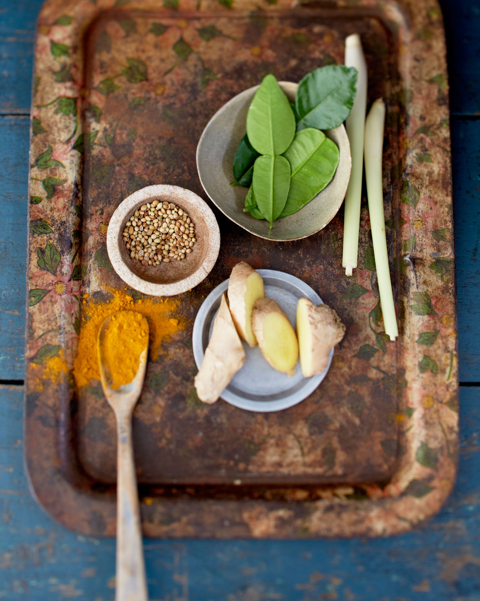 Spices, kaffir lime leaves, lemongrass and ginger help the soy curry taste traditional