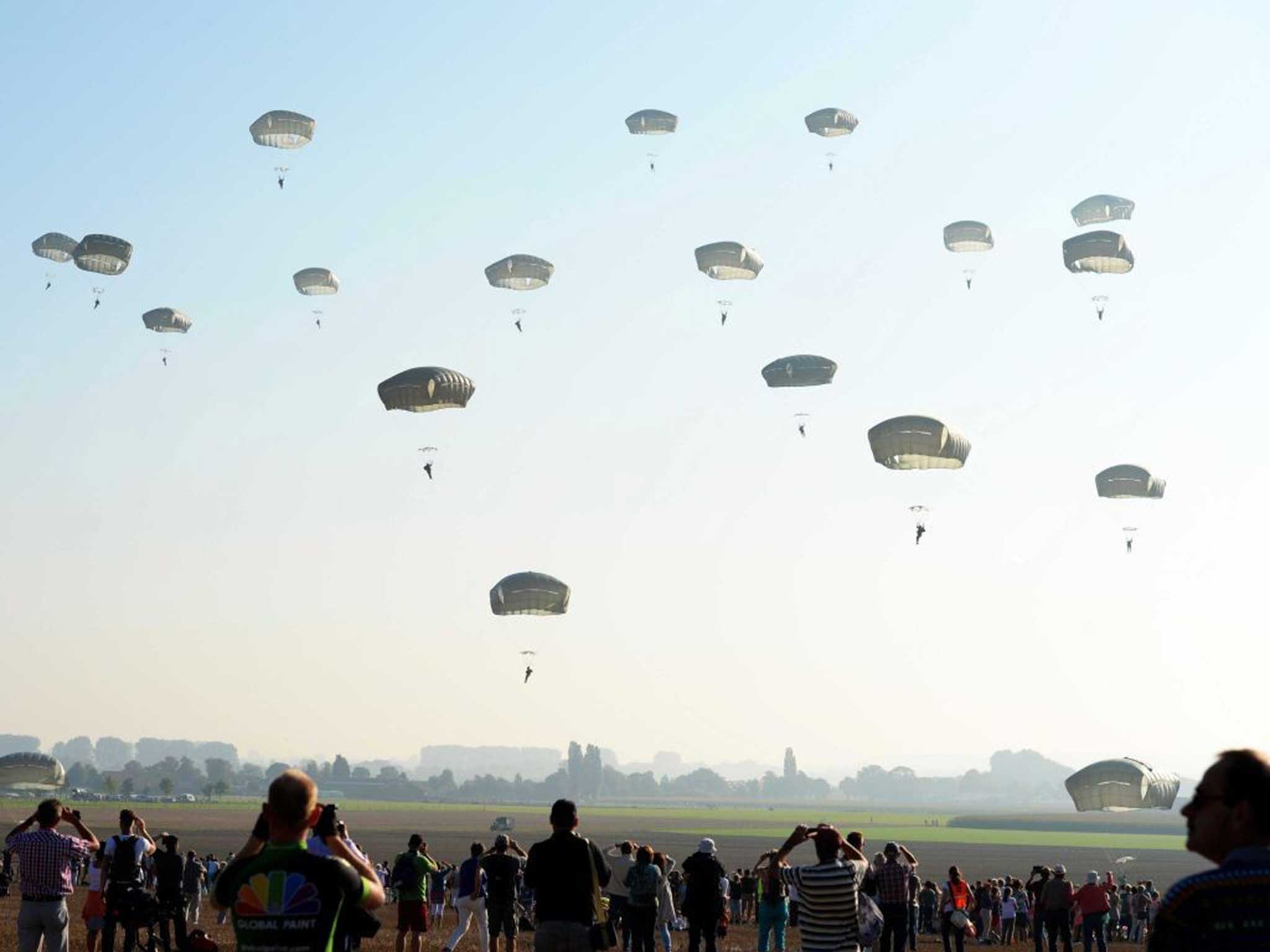 American soldiers making the jump two days ago outside Arnhem