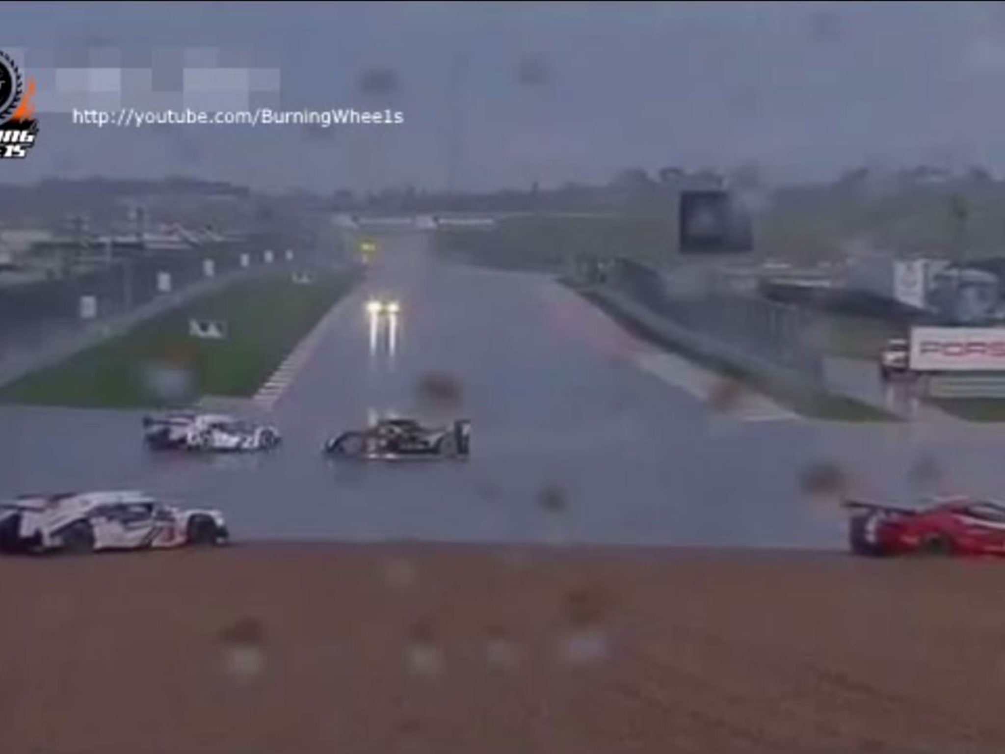 Cars spin off at turn-12 at the Circuit of the Americas