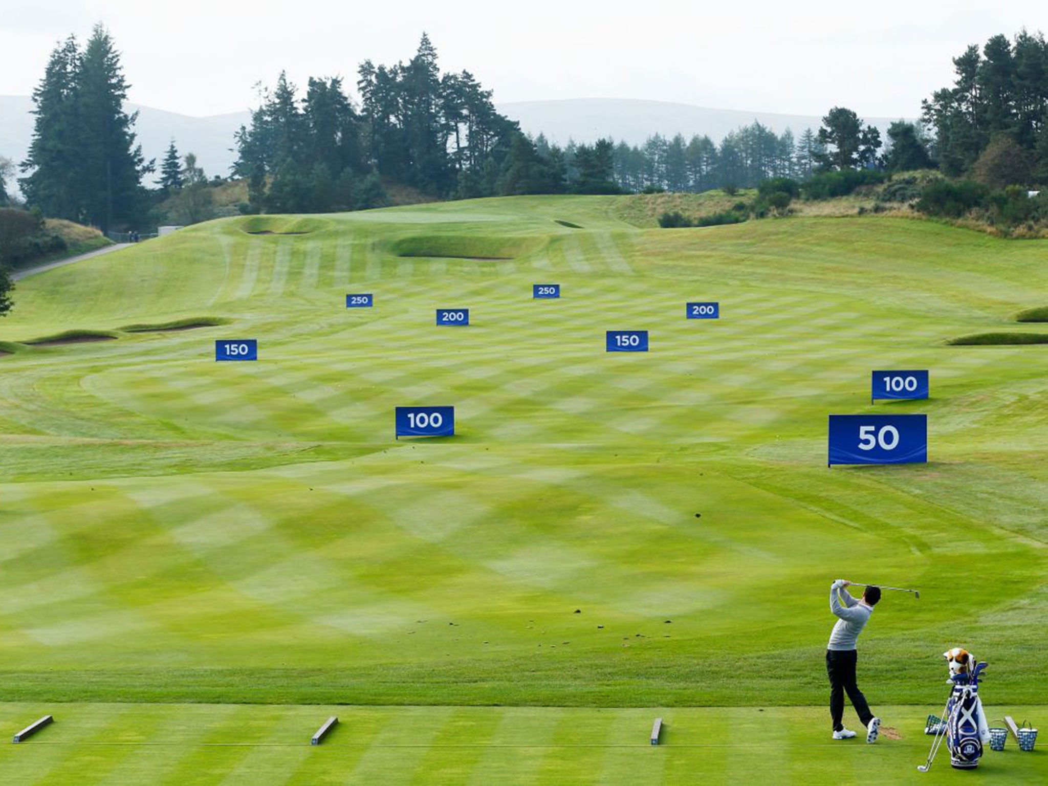 Rory McIlroy on the practice range at Gleneagles