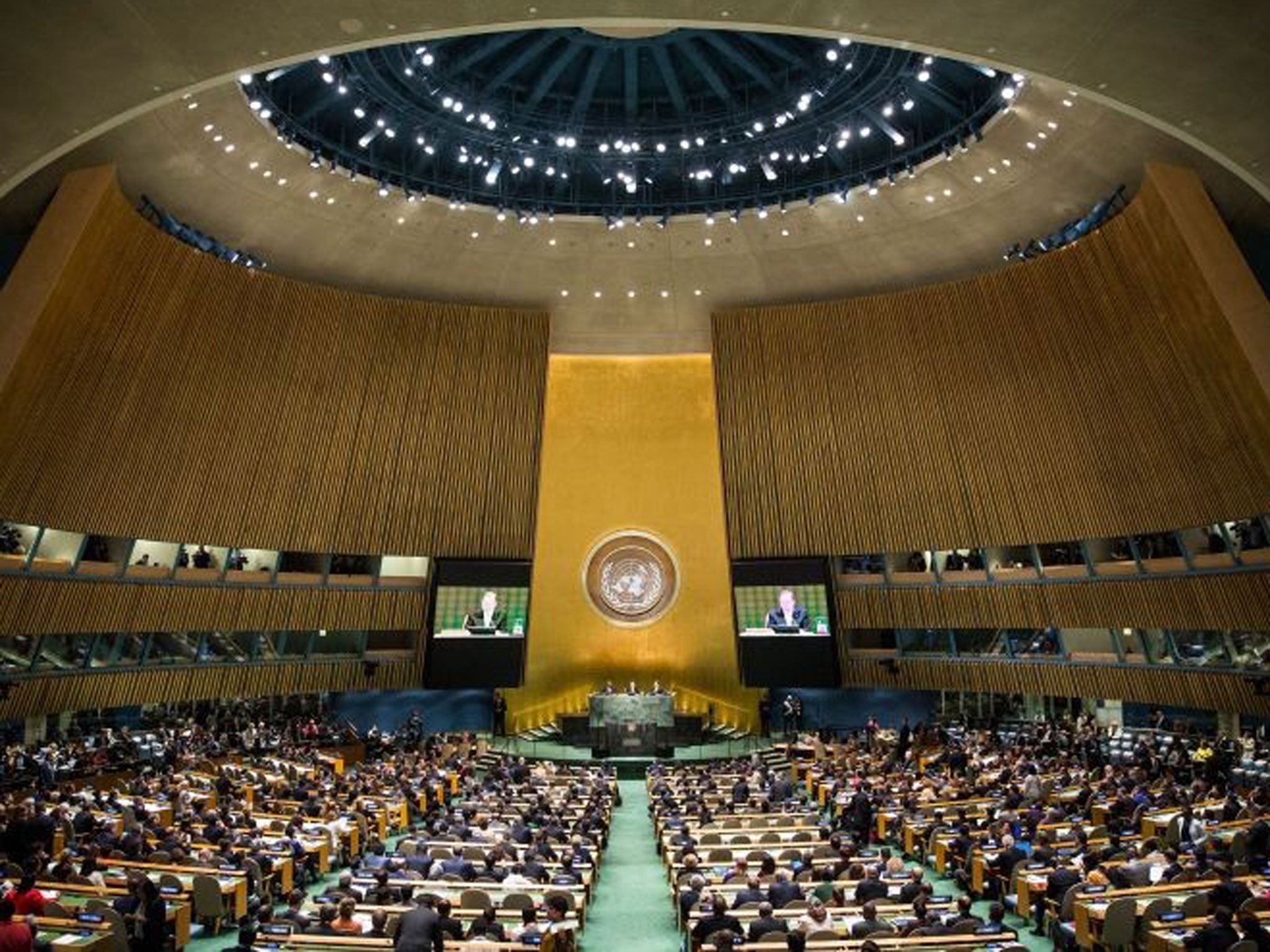 United Nations Secretary General Ban Ki-Moon speaks at the UN Climate Summit