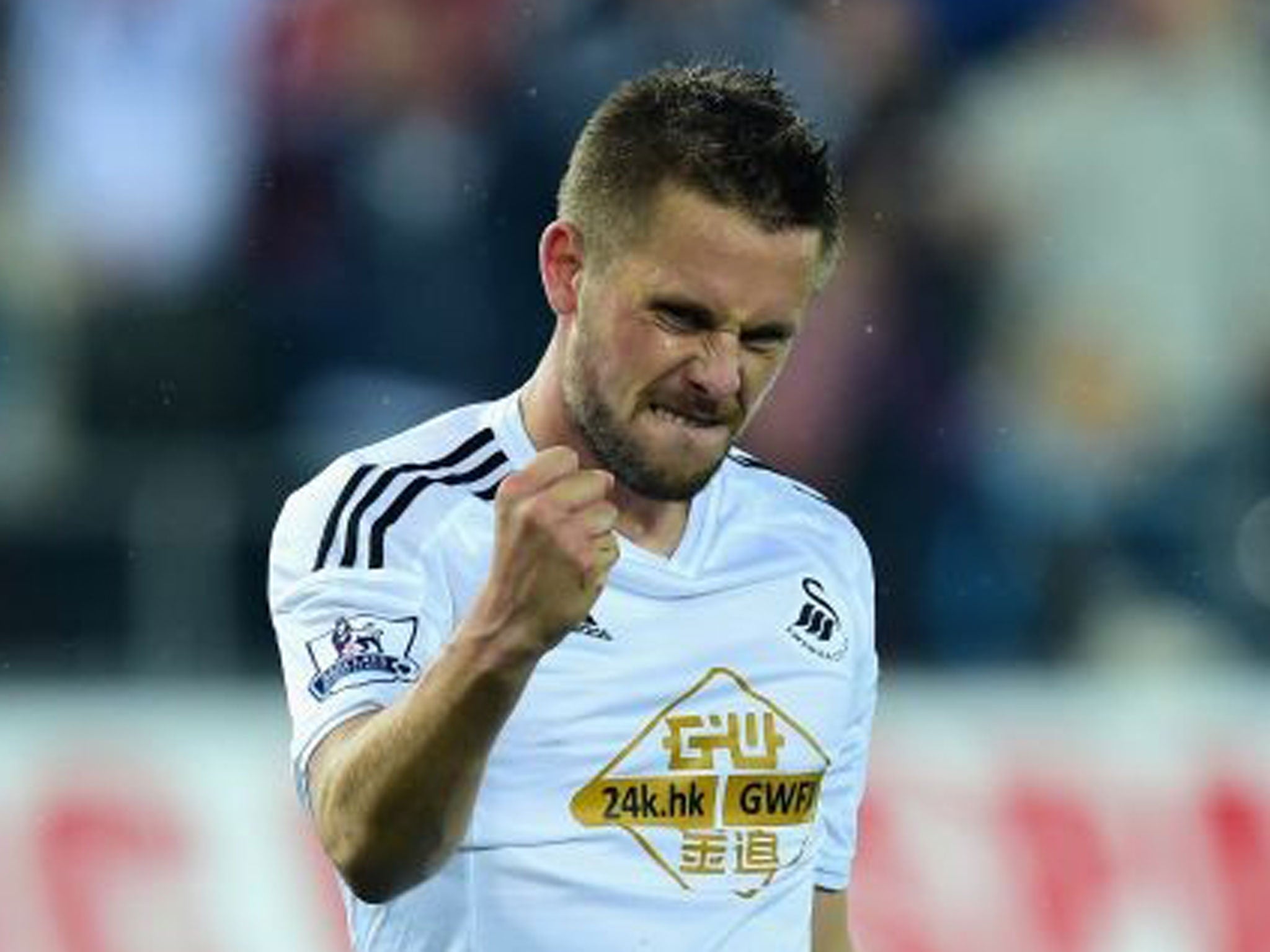 Gylfi Sigurdsson scored the second Swansea goal against Everton GETTY