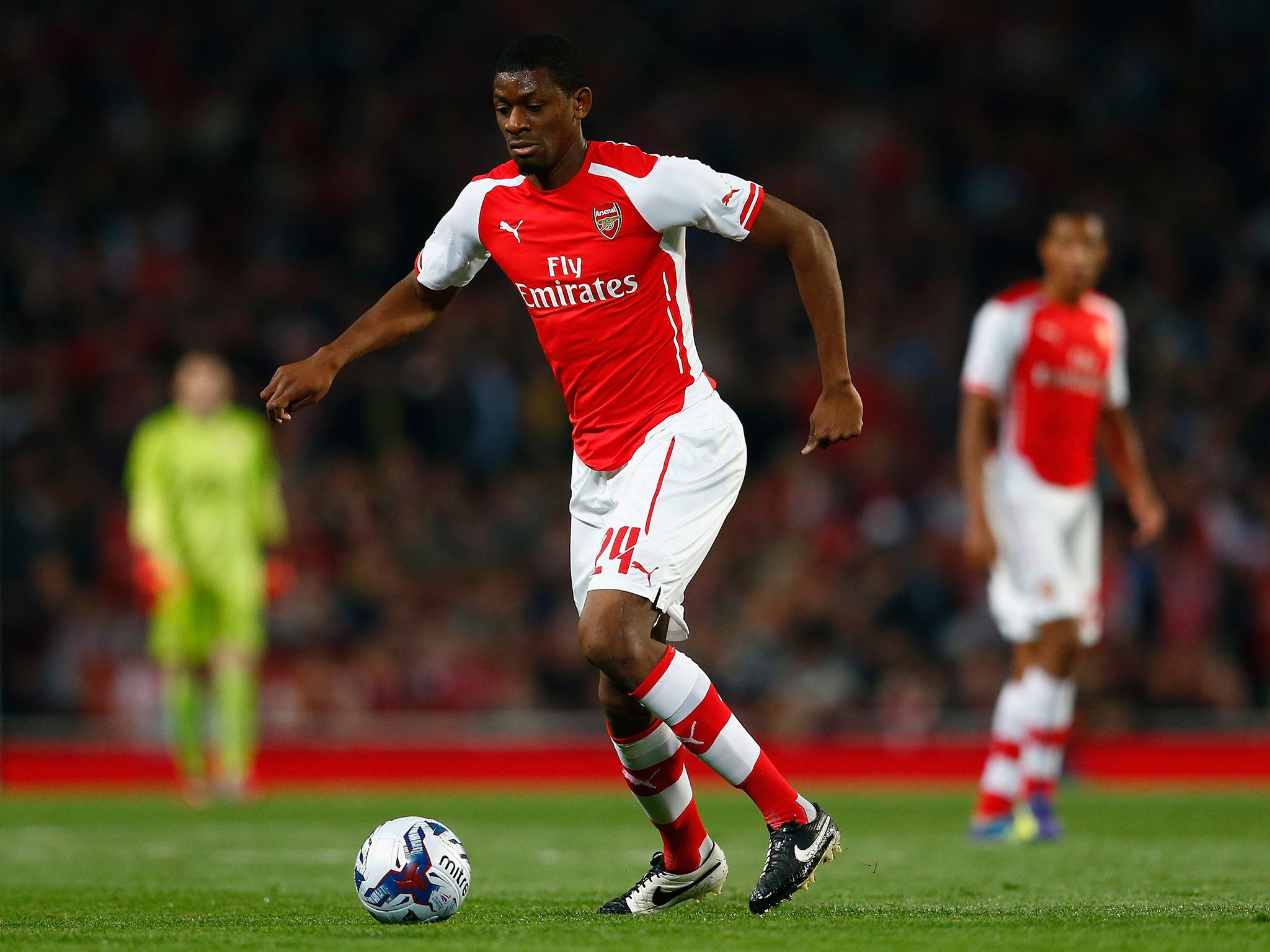 Abou Diaby makes a pass during Arsenal's 2-1 League Cup defeat by Southampton