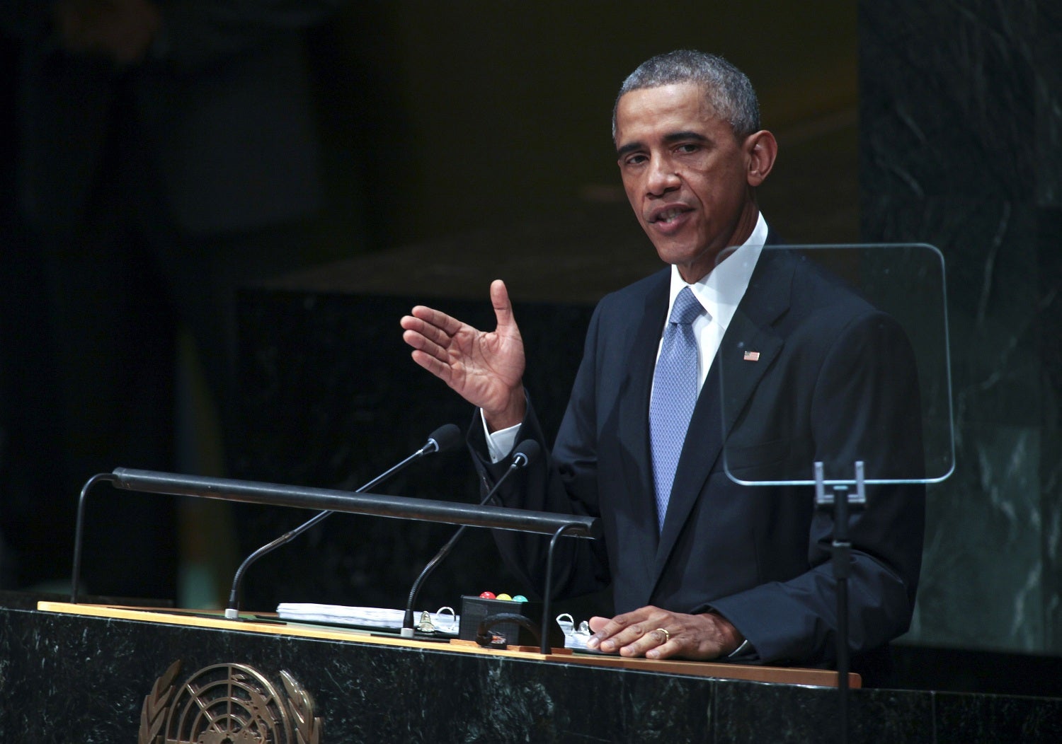 Obama speaks at the United Nations General Assembly on 24 September, 2014.