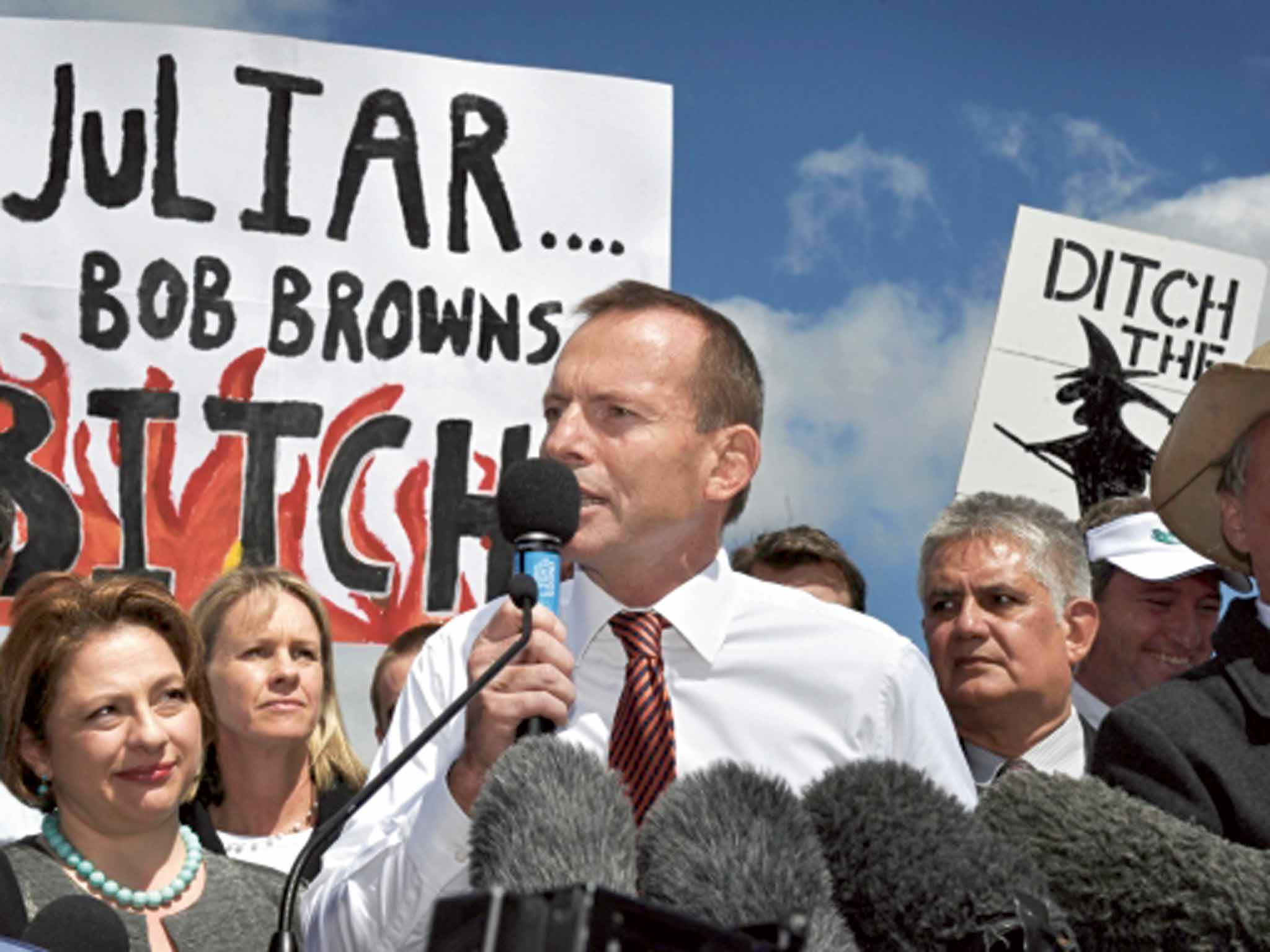 Tony Abbott and the Ditch the Witch placard