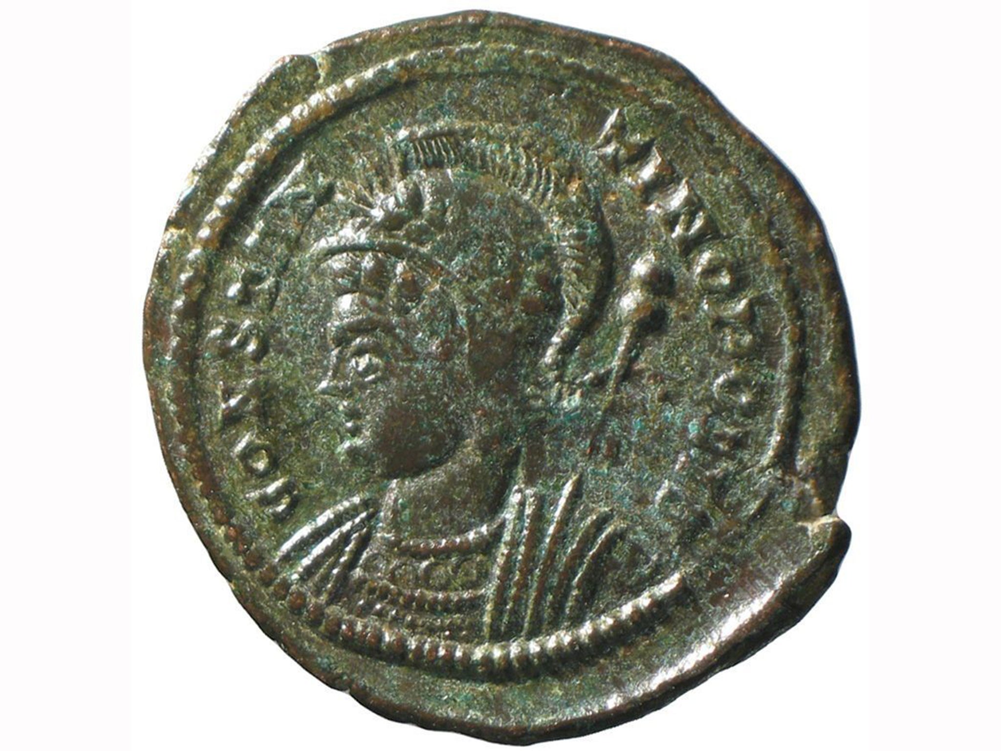 A Roman coin from the Seaton Down Hoard, the largest discovery of coins ever to be found in the UK