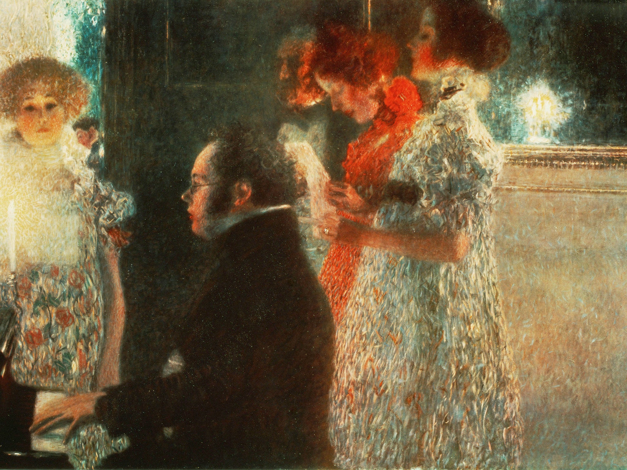 Schubert at the piano. Painting, 1899, by Gustav Klimt