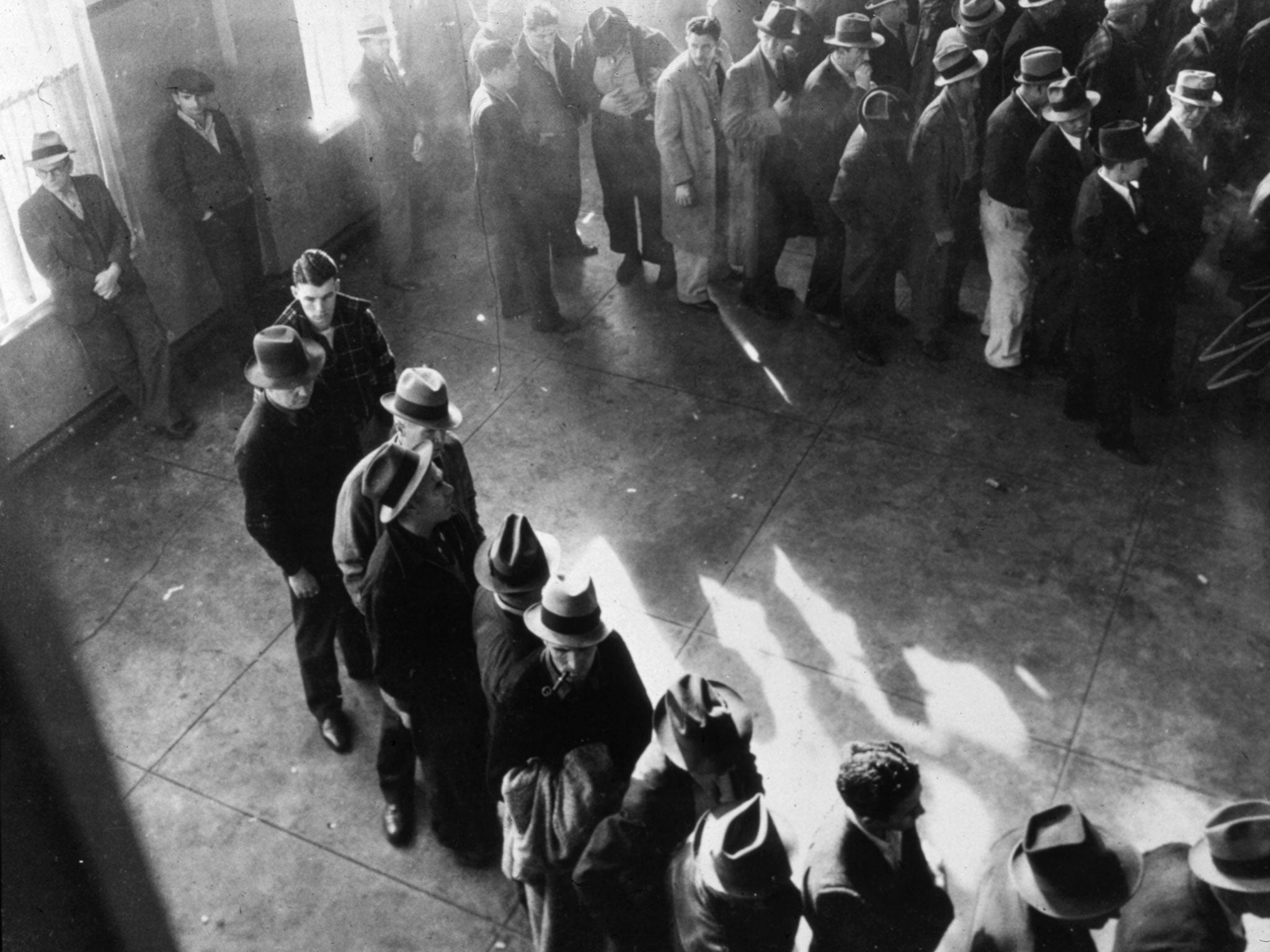 An employment office in San Francisco during the 1930s: it took a war to end the Great Depression