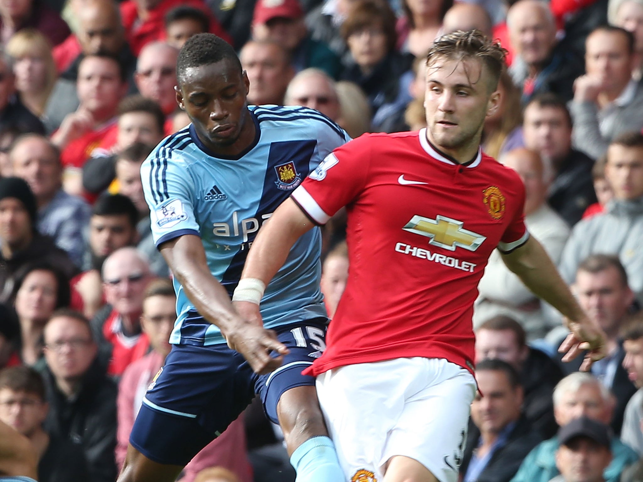 Luke Shaw in action for Manchester United