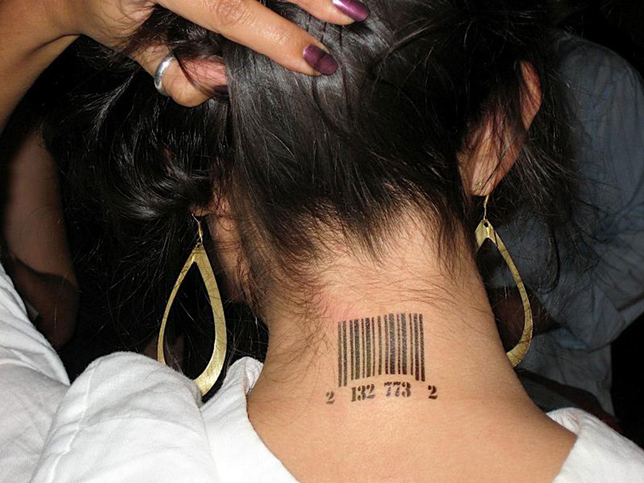 Some victims of human trafficking were found to have been tattooed with bar codes