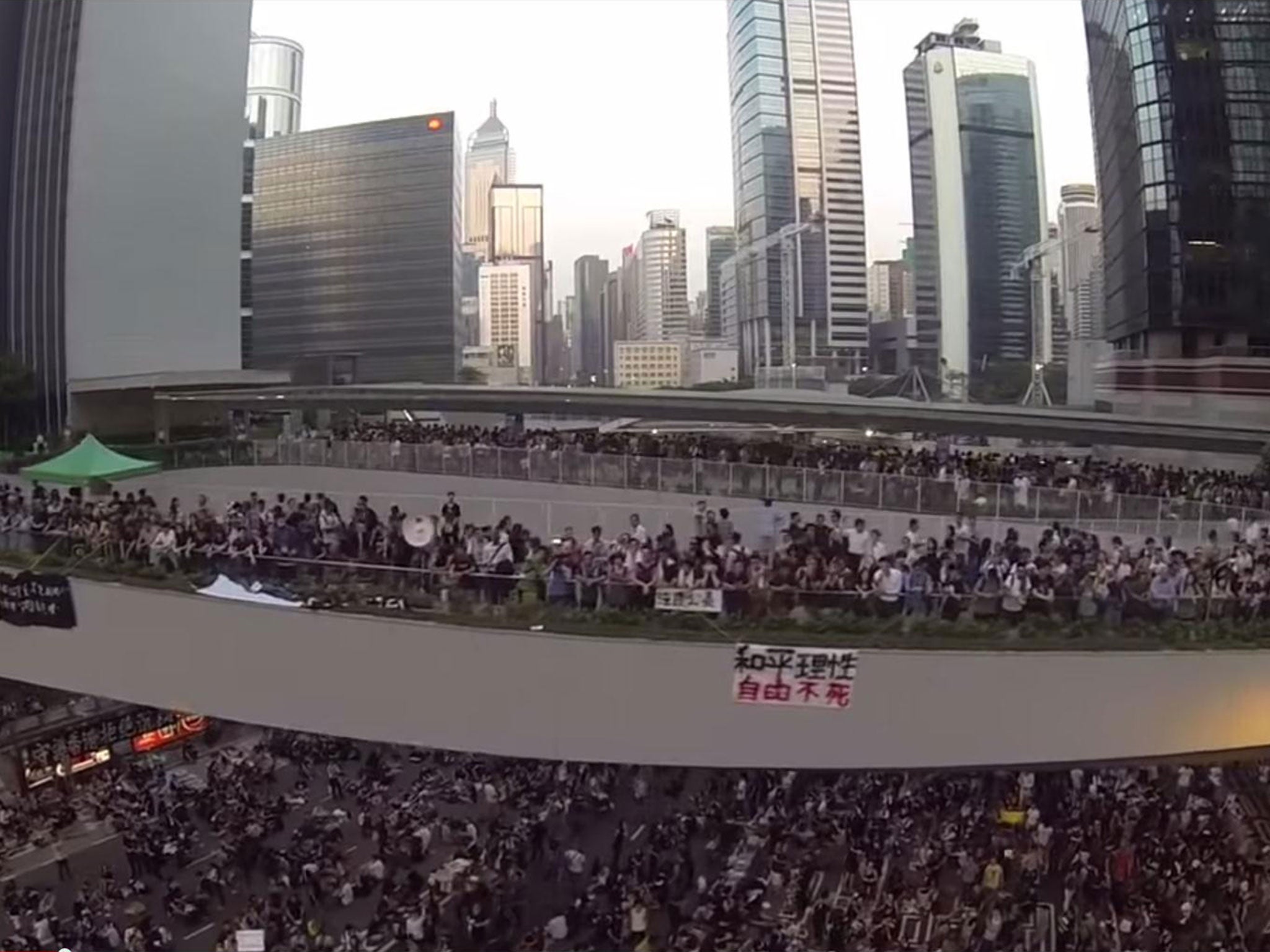 Drone footage of the pro-democracy protests in Hong Kong
