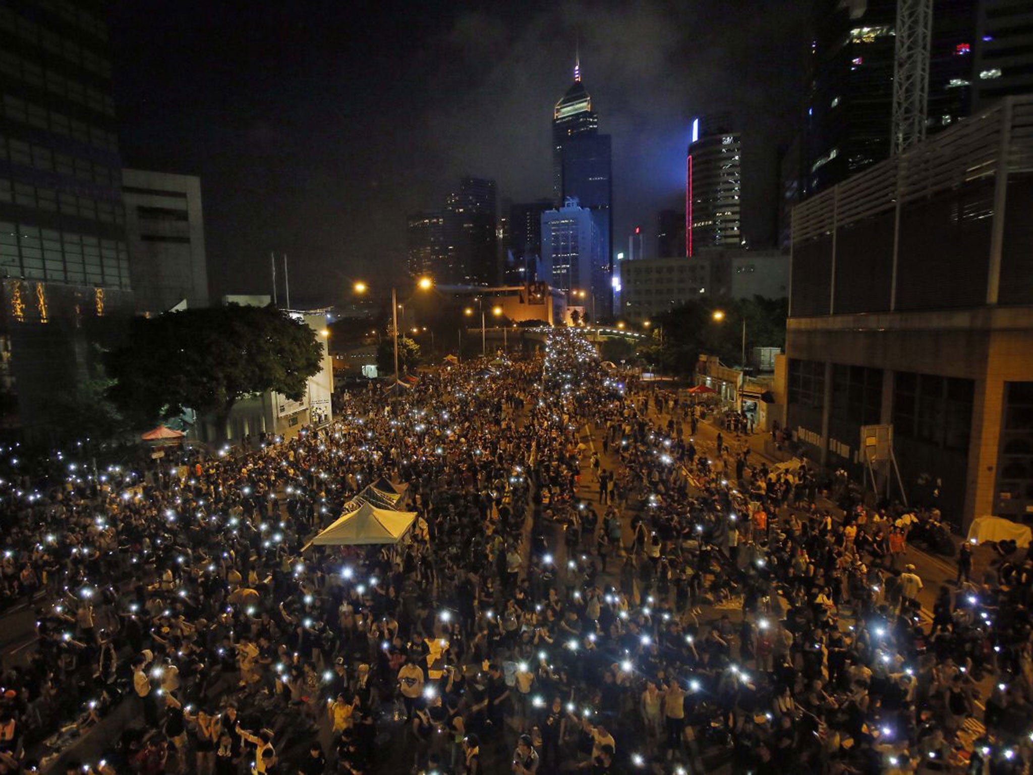 Tens of thousands of protesters occupied the streets of Hong Kong during China’s National Day