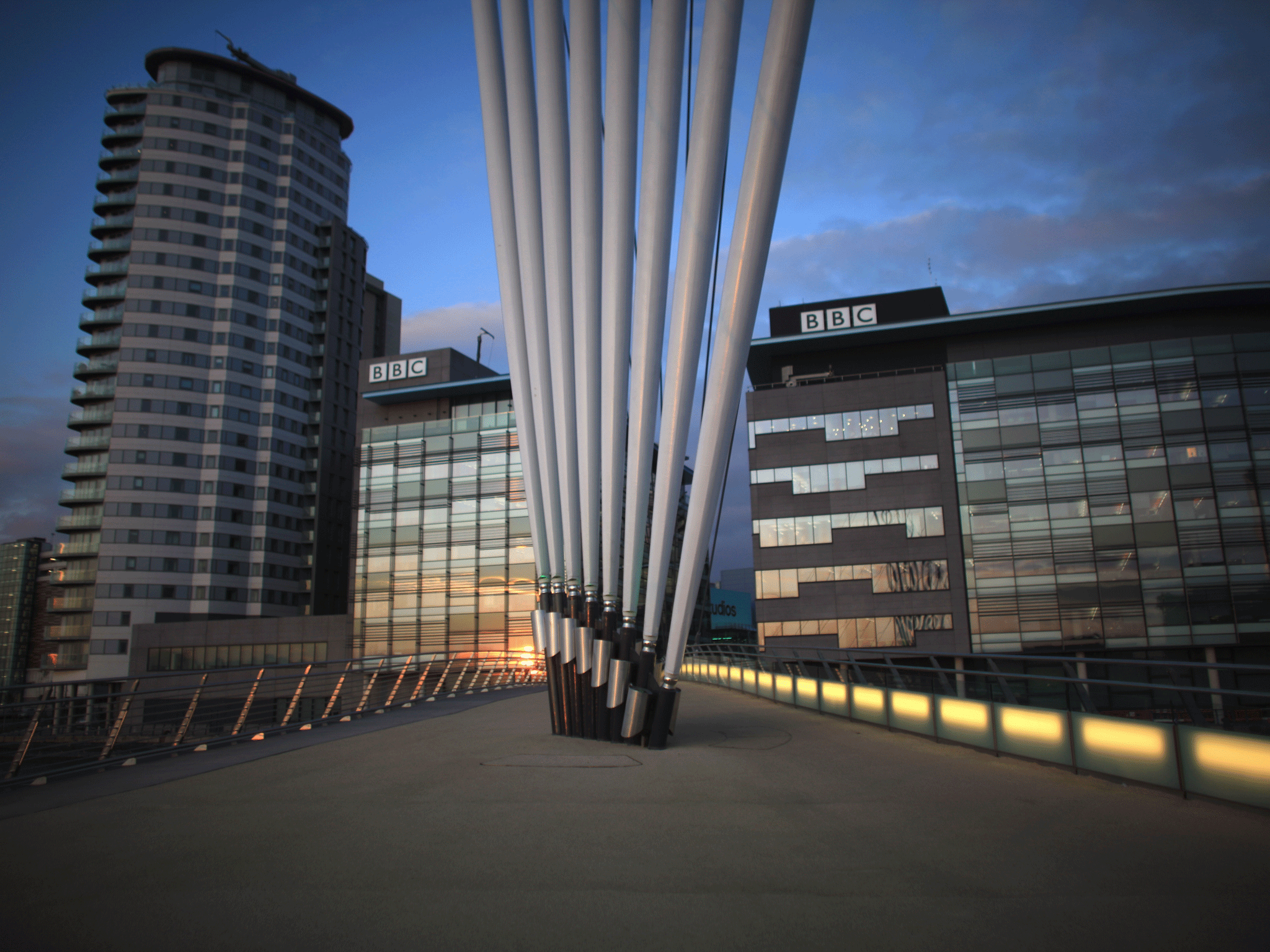 The live broadcast of BBC Radio 5 Live, based at MediaCityUK, in Salford, was temporarily interrupted today