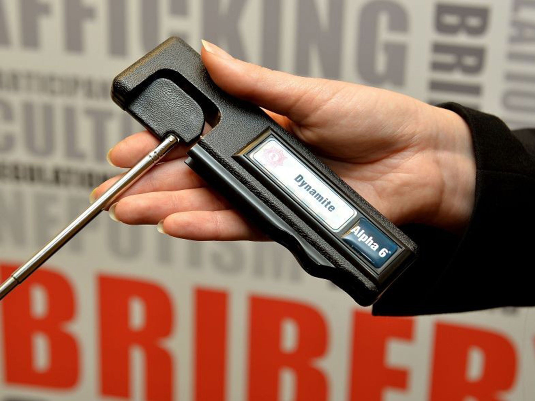 An Alpha 6 fake bomb detector sold by husband and wife team Sam and Joan Tree, on view at a City of London Police station