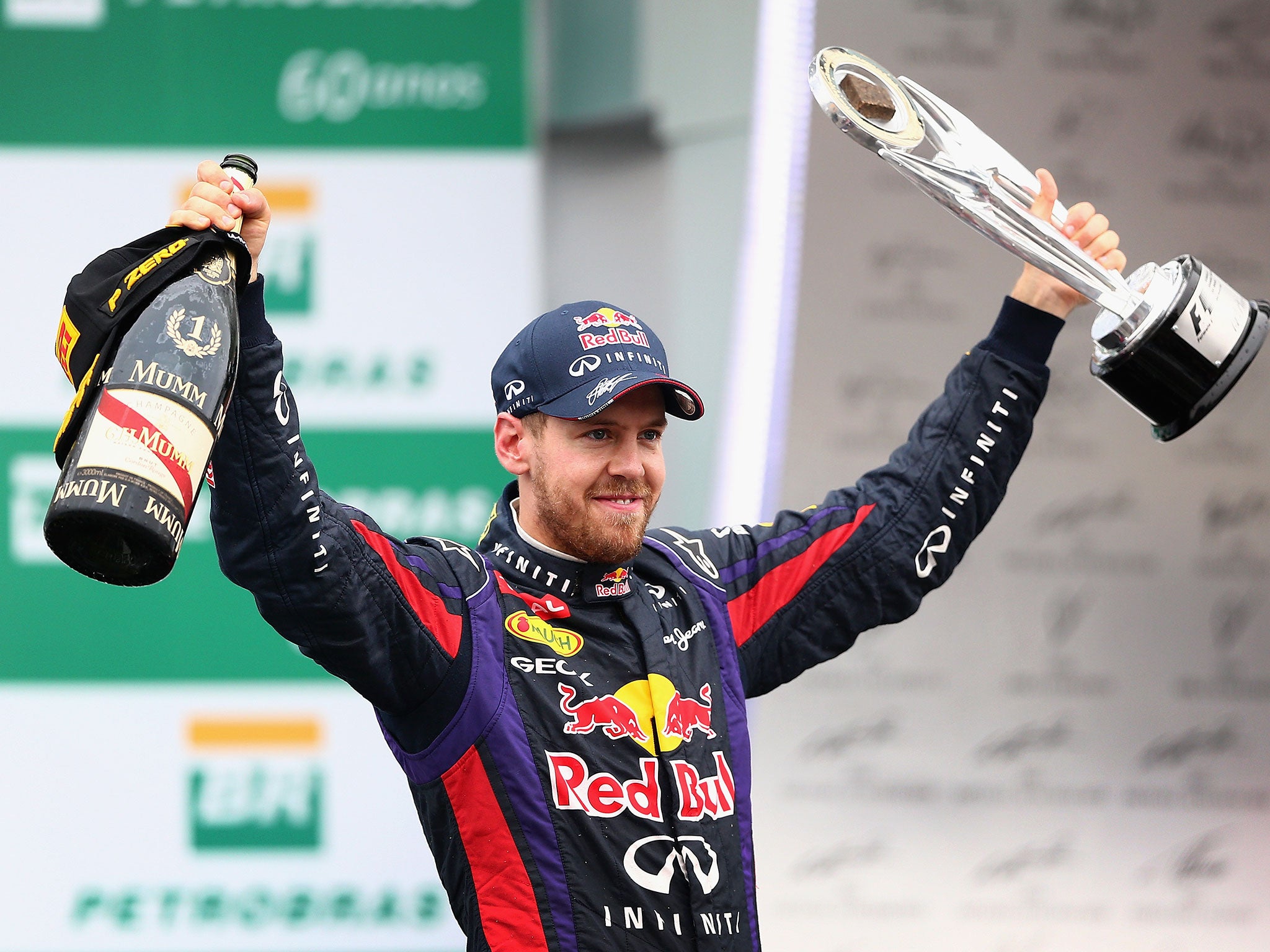 Sebastian Vettel celebrates his 2014 world championship