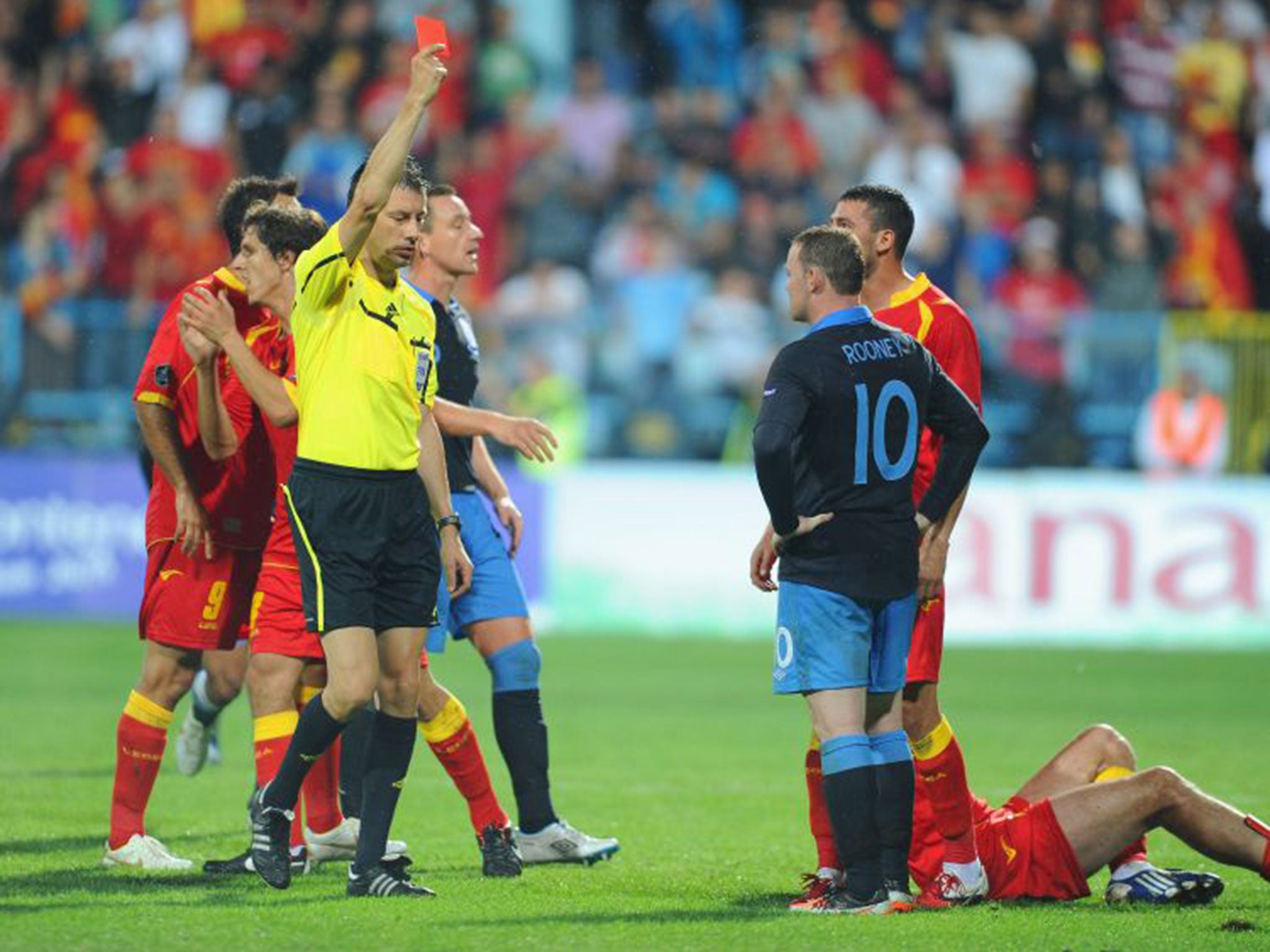 Wayne Rooney sees red for England in Montenegro in 2012