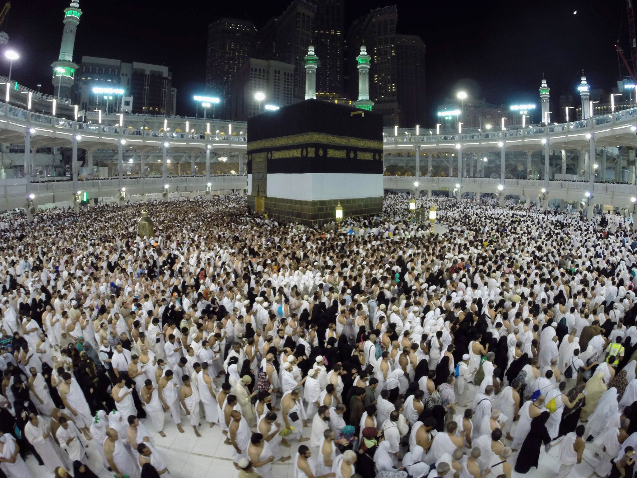 Muslim pilgrims pray around the holy Kaaba at the Grand Mosque, during the annual haj pilgrimage in Mecca October