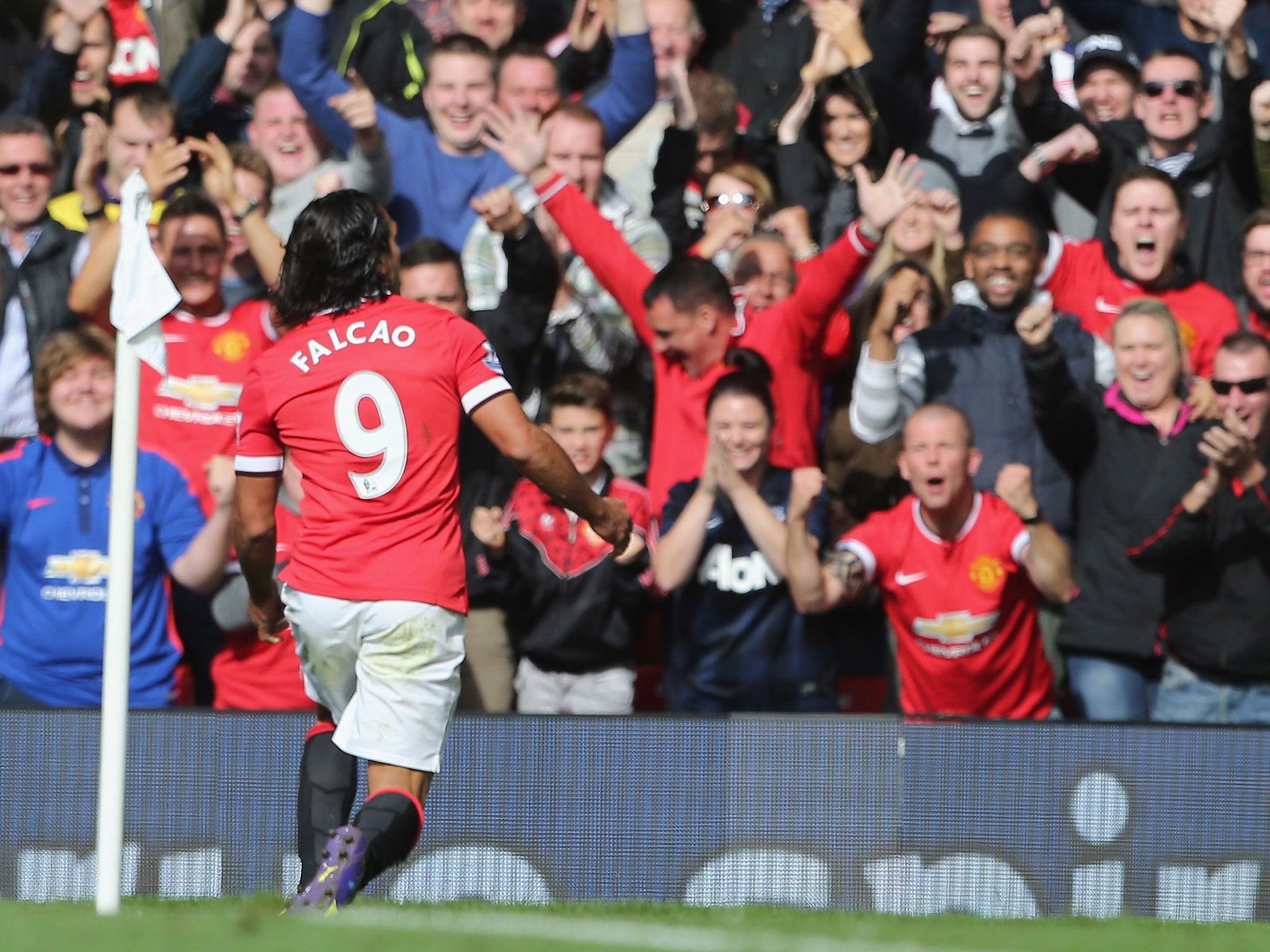 Falcao scored his first goal since joining Manchester Unite on transfer deadline day