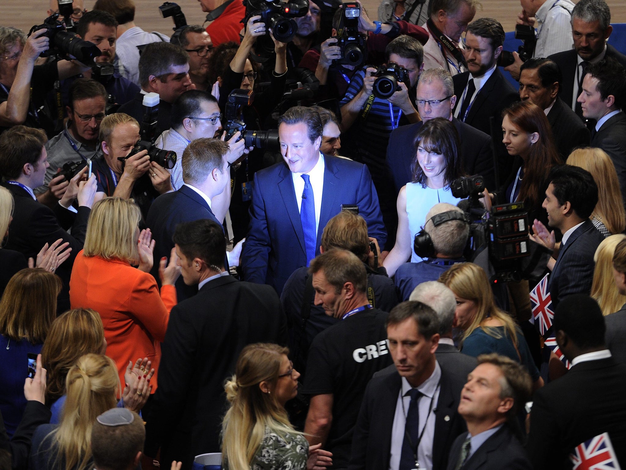 The election campaign has well and truly begun: the Prime Minister and his wife after his speech at the Tory
conference last week