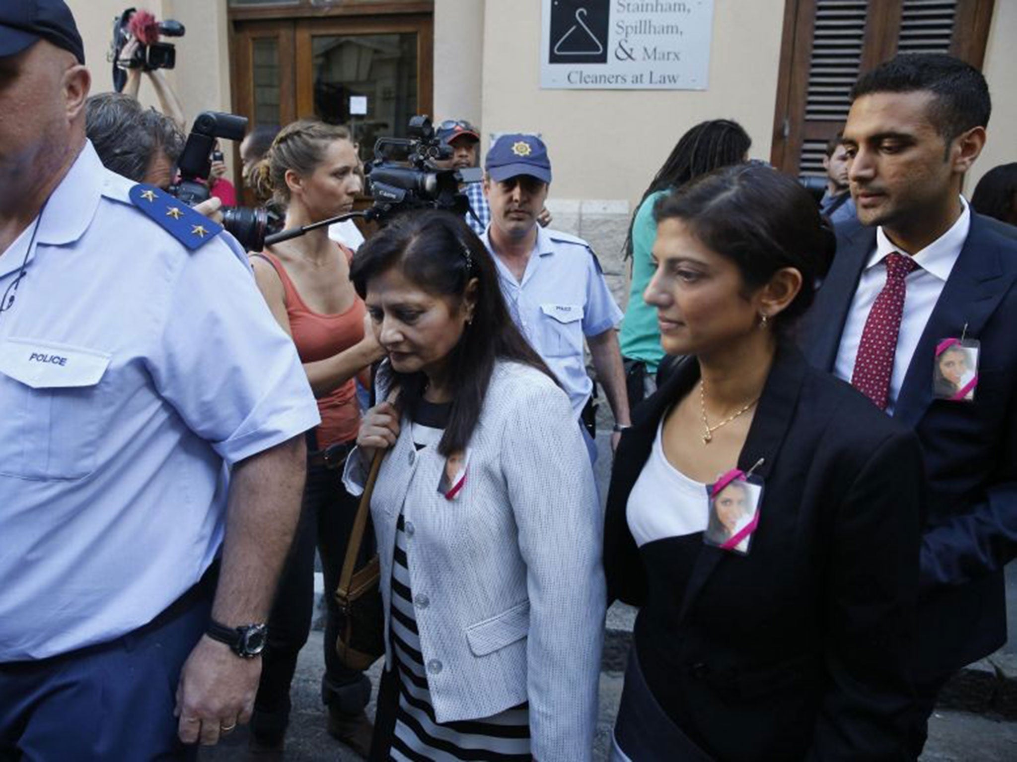 Nilam Hindocha, the mother of murdered Anni Dewani, arrives at court in Cape Town with family members