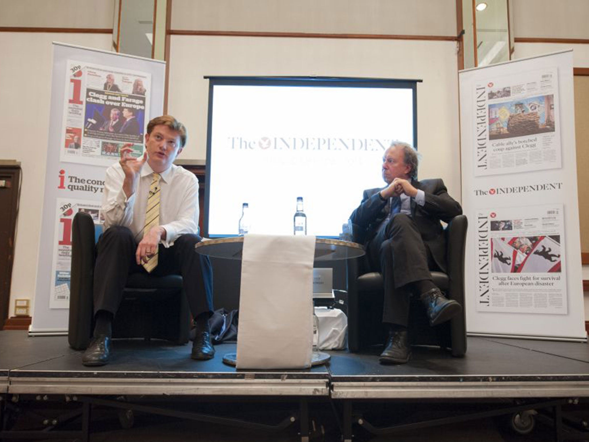 The Independent's Steve Richards, right, with Danny Alexander at the Lib Dem Conference