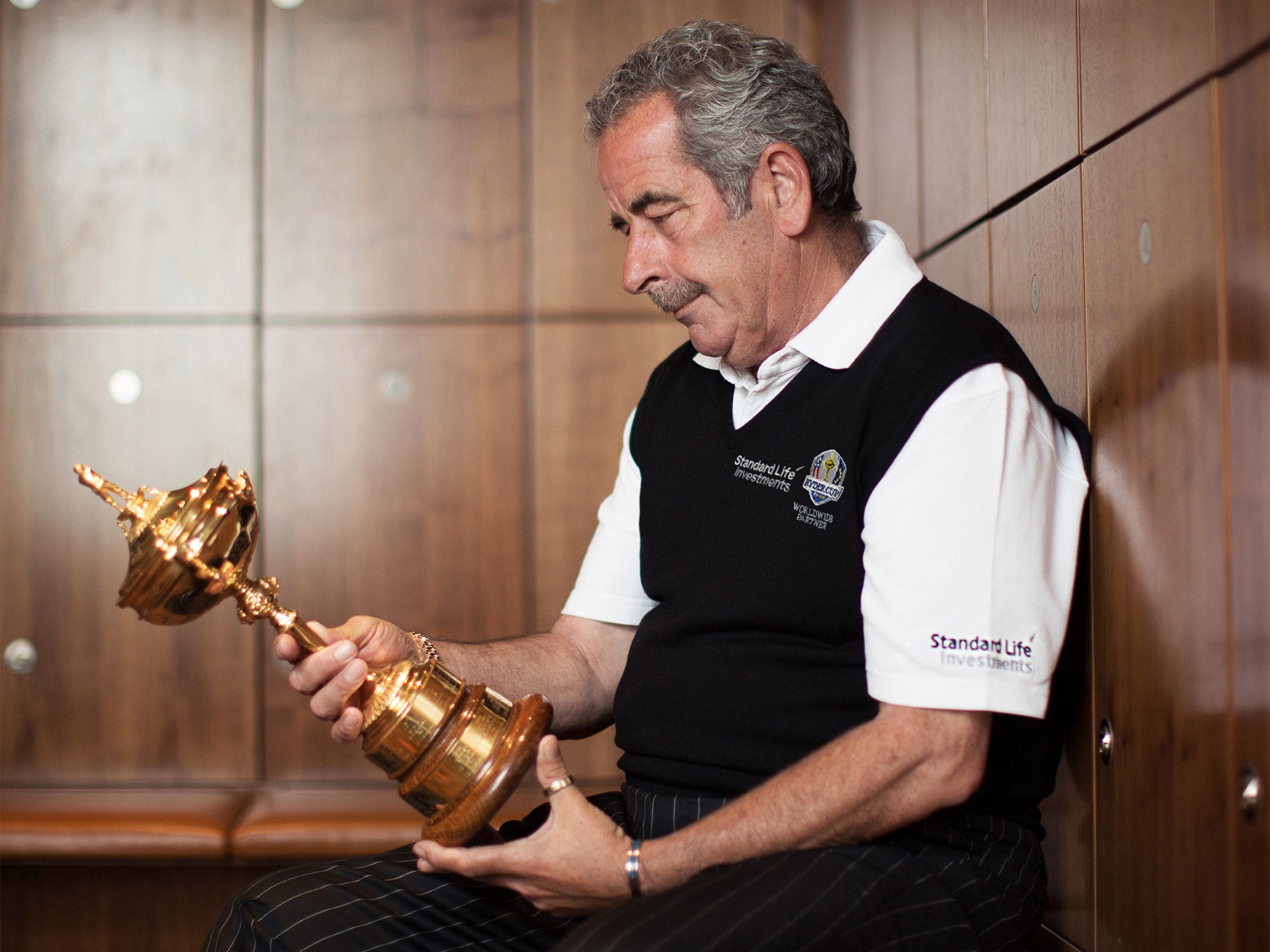 Sam Torrance holds the Ryder Cup