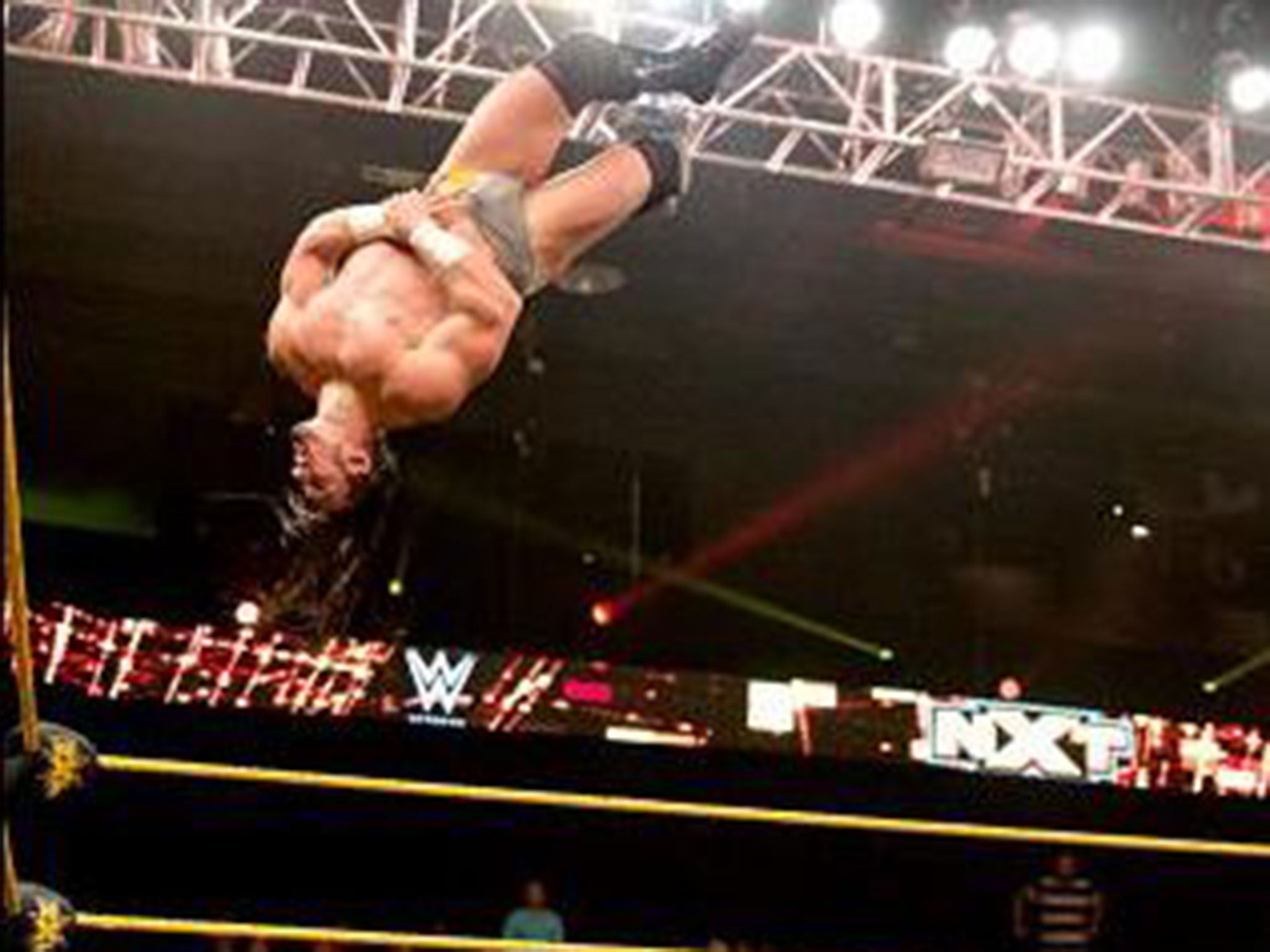 Newcastle-born Adrian Neville does his spectacular Red Arrow finishing move