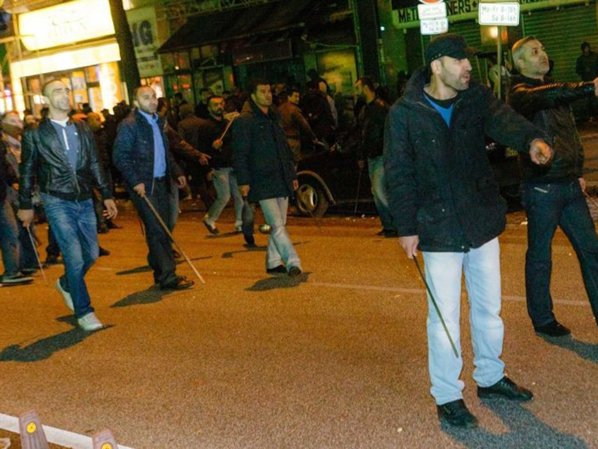 Protesters in Hamburg last night