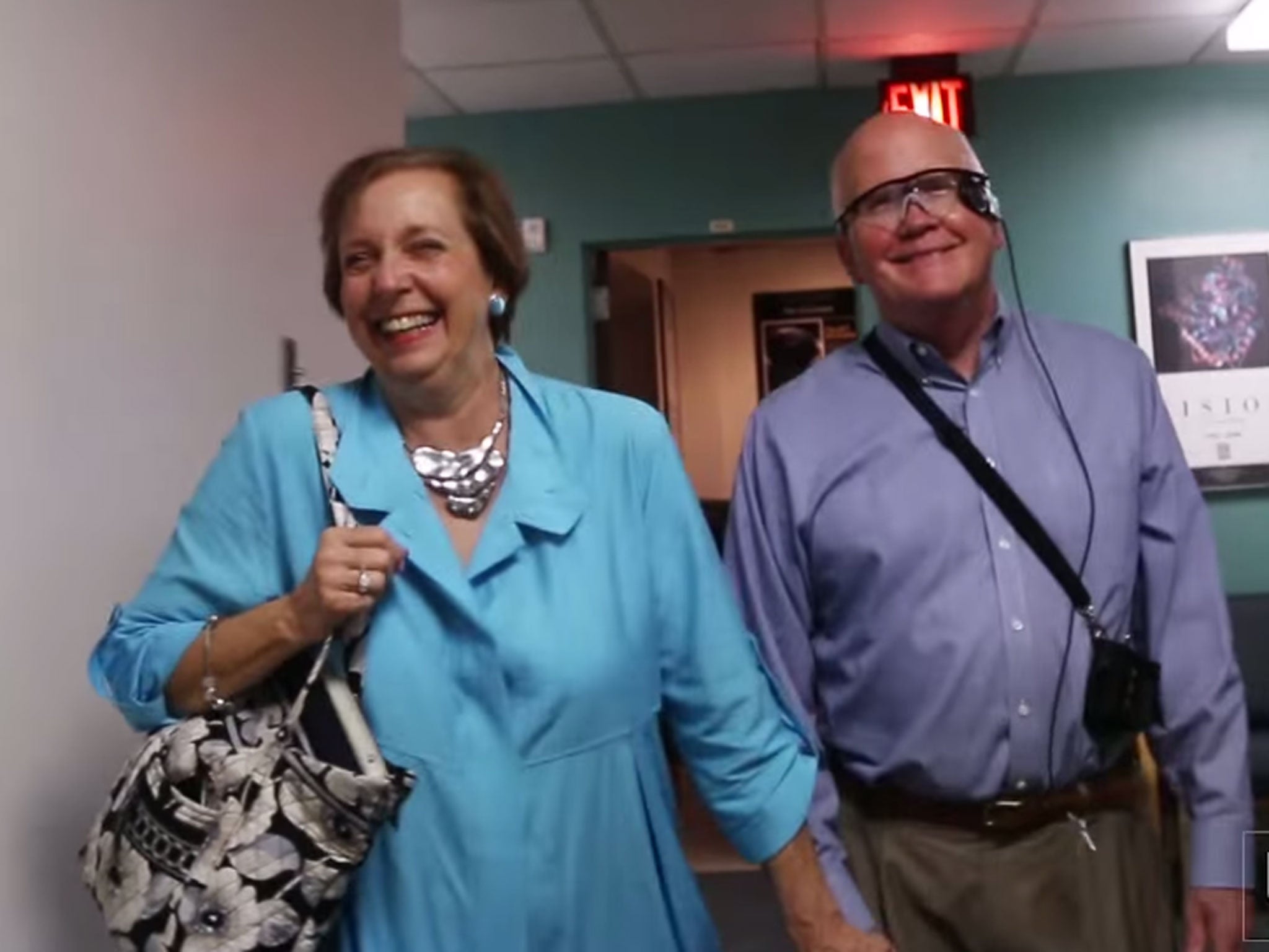 Mrs and Mr Hester walking out of hospital