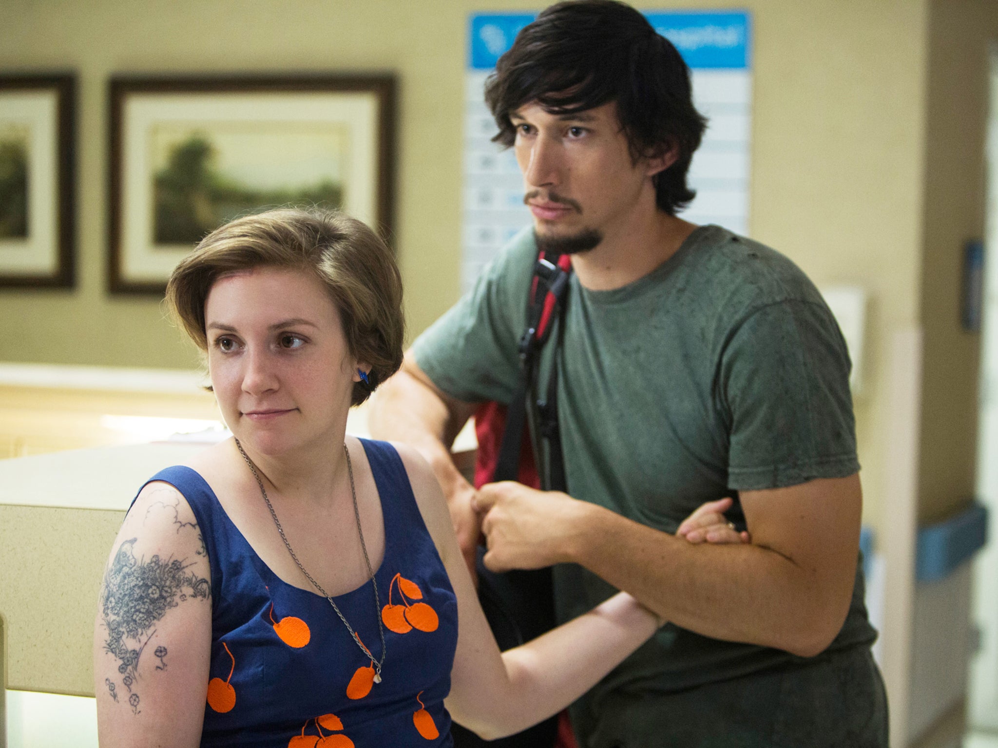 Lena Dunham and Adam Driver in TV show Girls