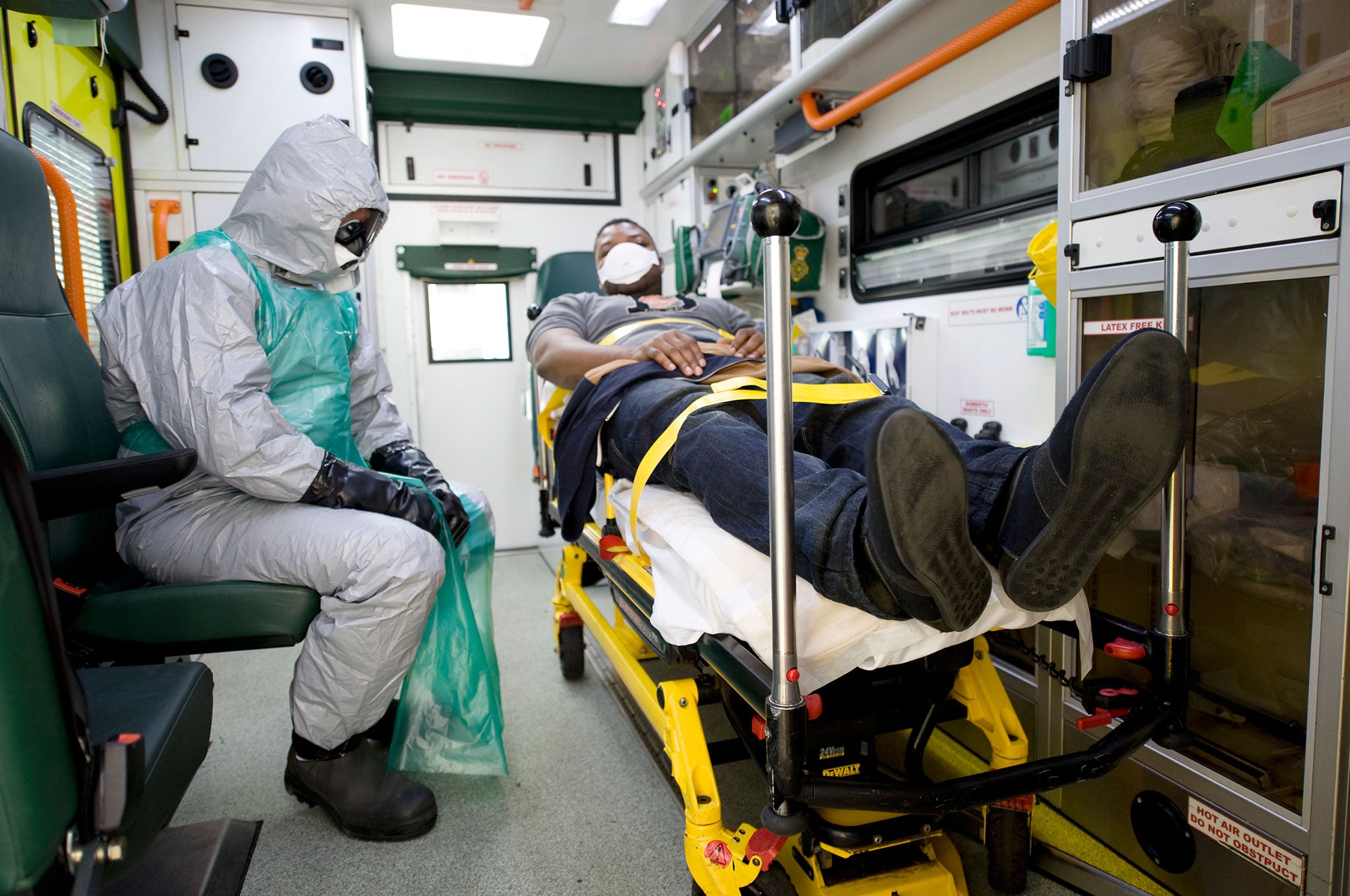 NHS health workers and actors simulate the event of an Ebola outbreak in UK