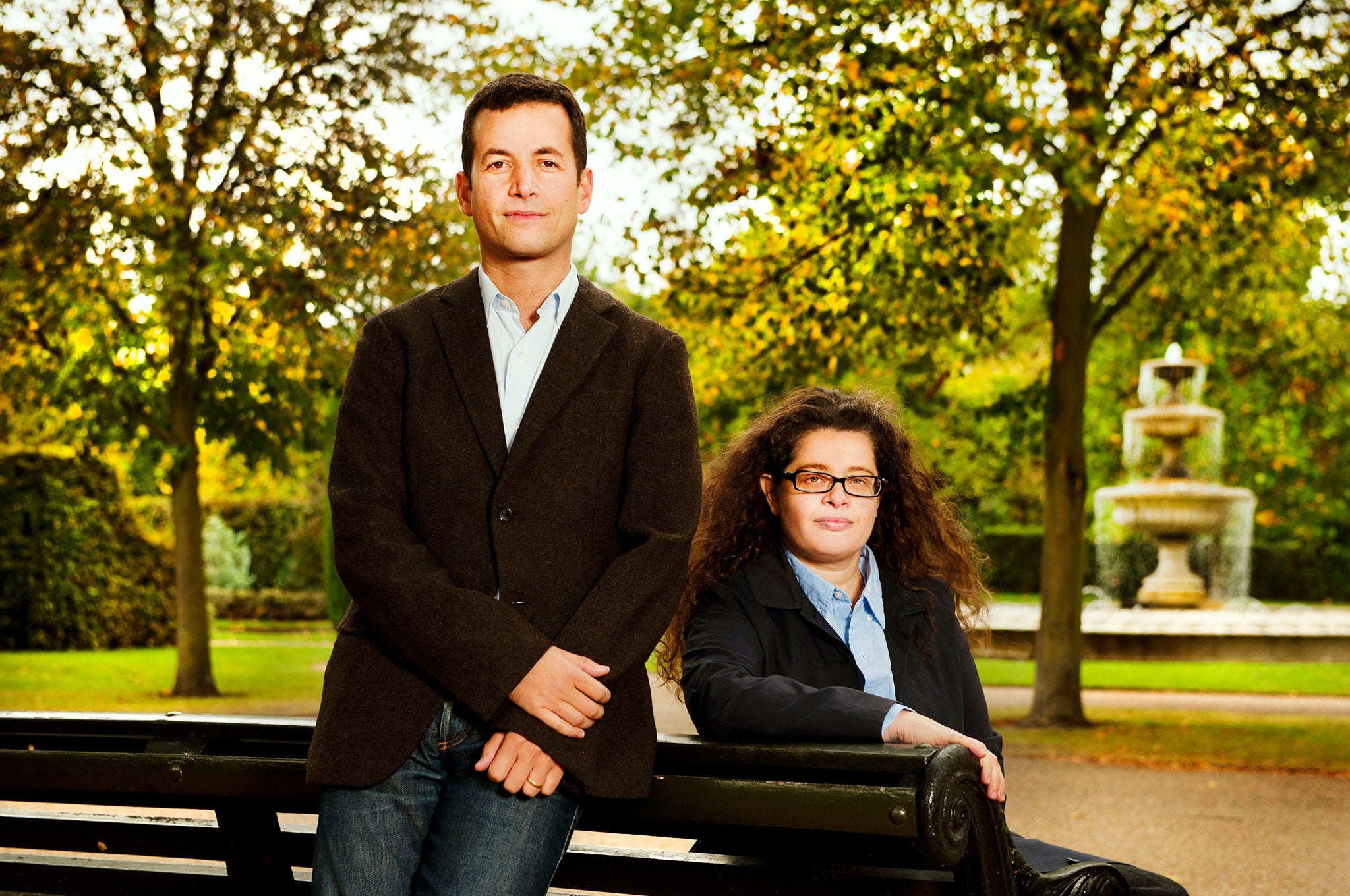 Frieze Art Fair directors Matthew Slotover and Amanda Sharp photographed in Regent's Park ahead of Frieze Art Fair. Frieze Art Fair is an international contemporary art fair that takes place every October in London's Regent's Park