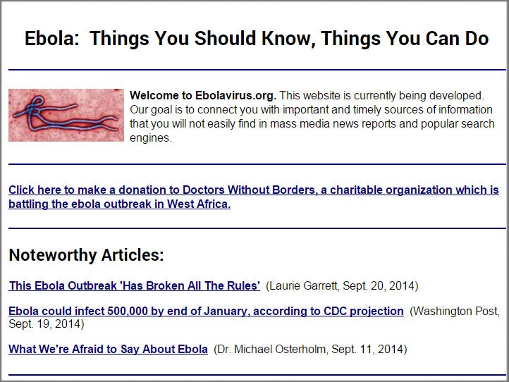 A screenshot of Ebola.com