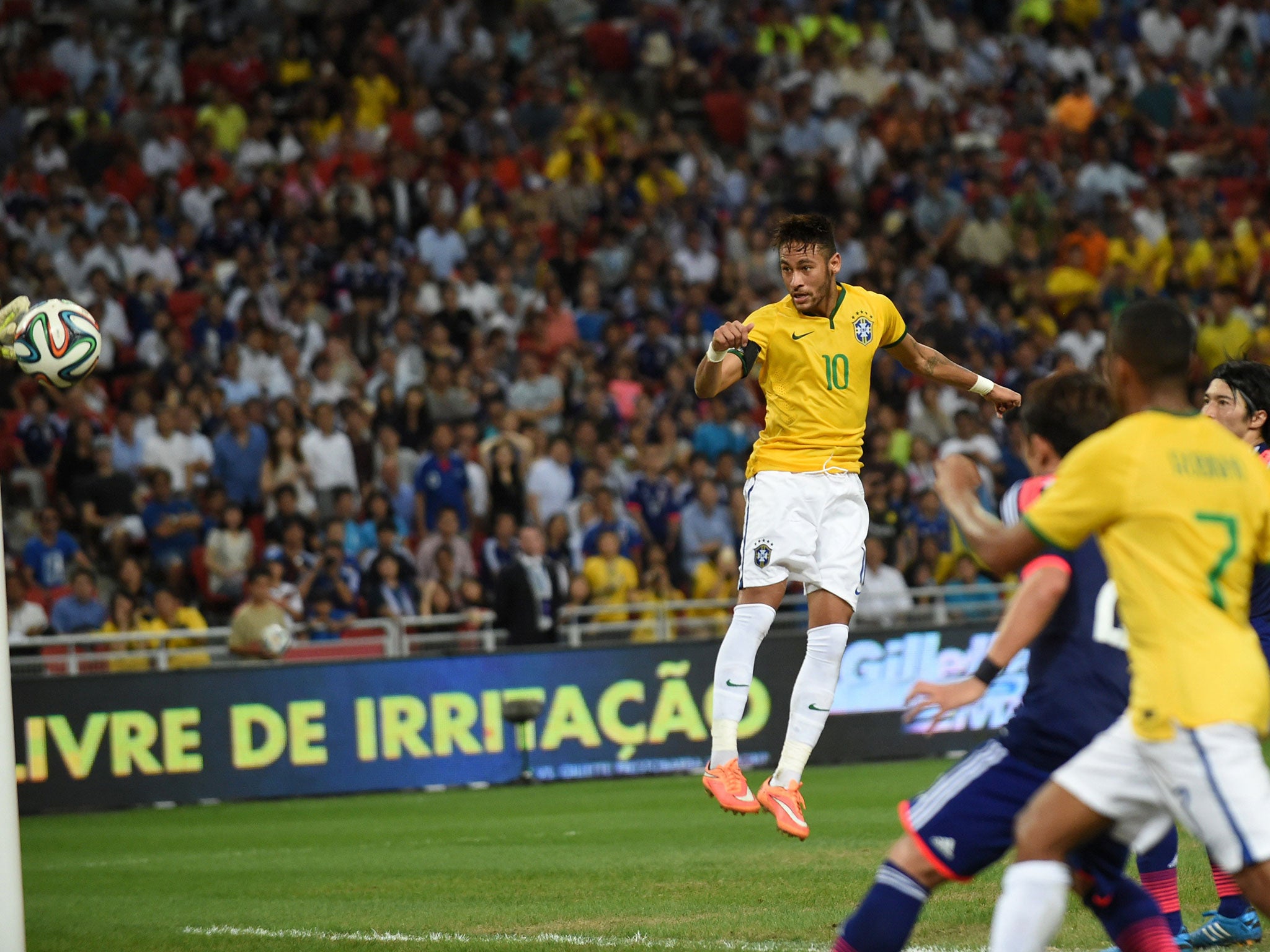 Neymar heads in his fourth goal