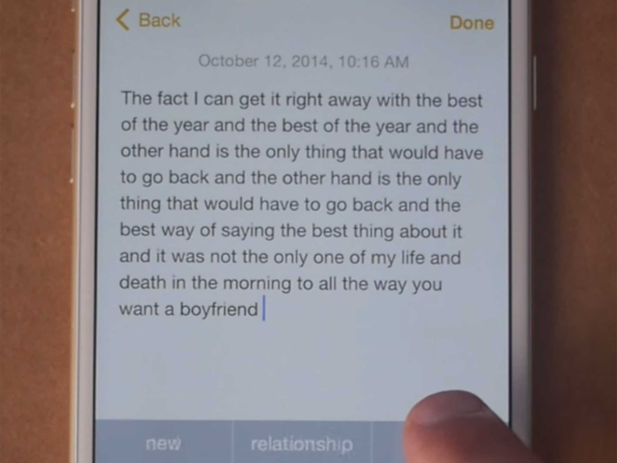 A screen shot from the video of ‘iOS Autocomplete Song’