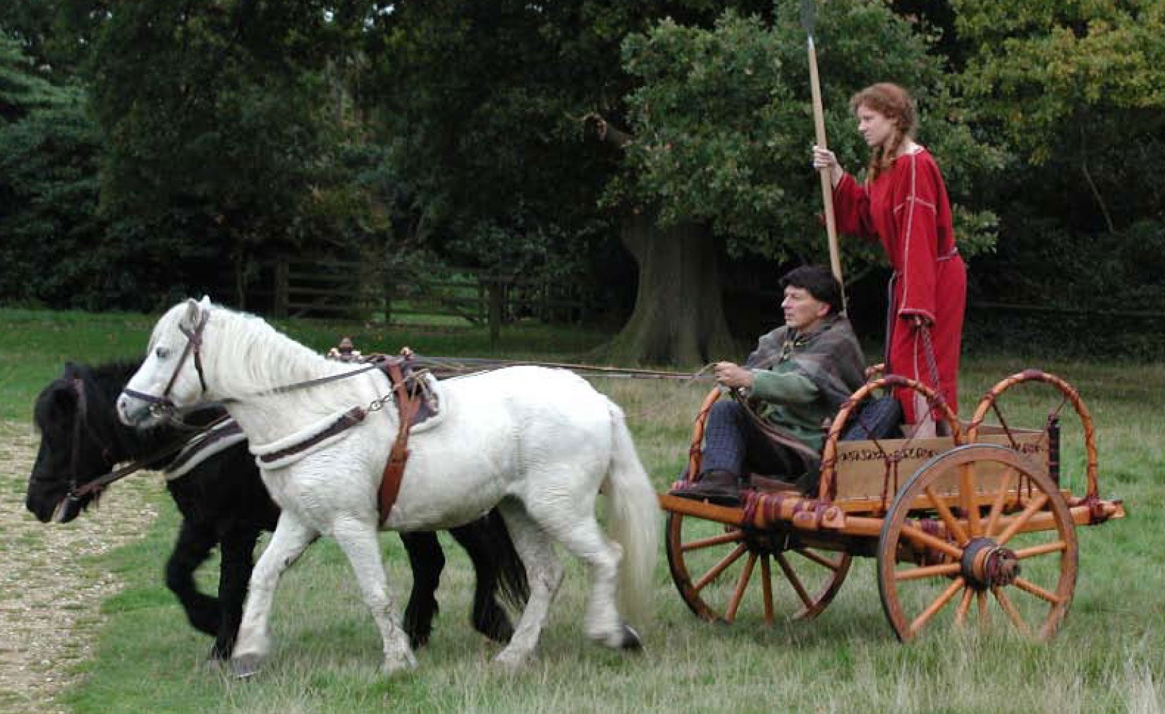 A replica Iron Age chariot of the sort that would have been used at the time of the offering