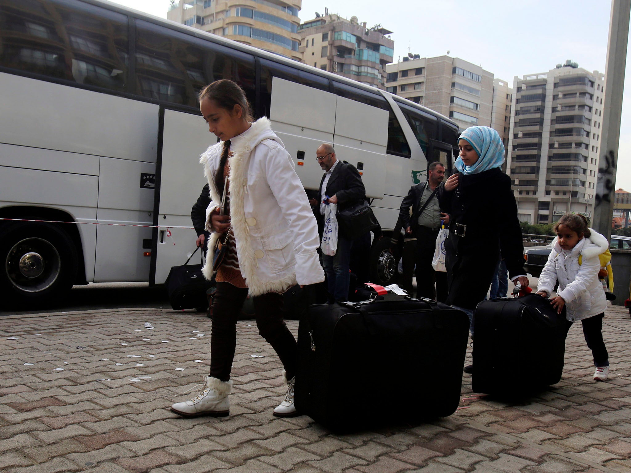 Syrian refugees in Beirut, Lebanon, to board a flight for Germany