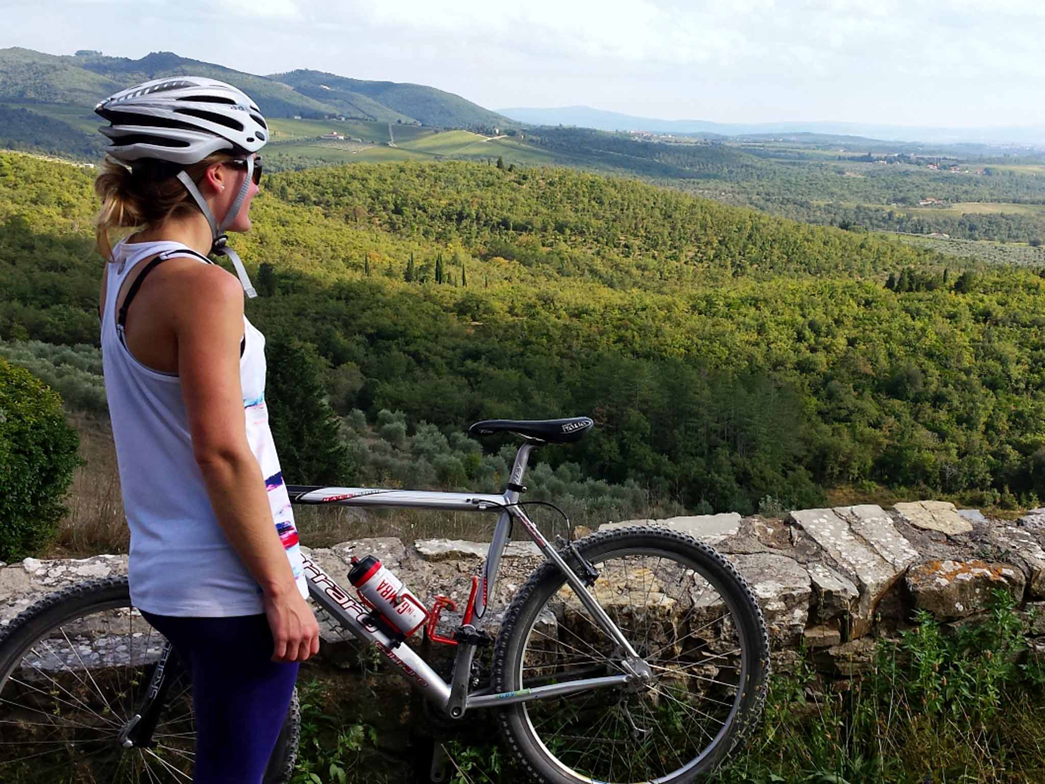 Pit stop: Ellie Ross admires the view