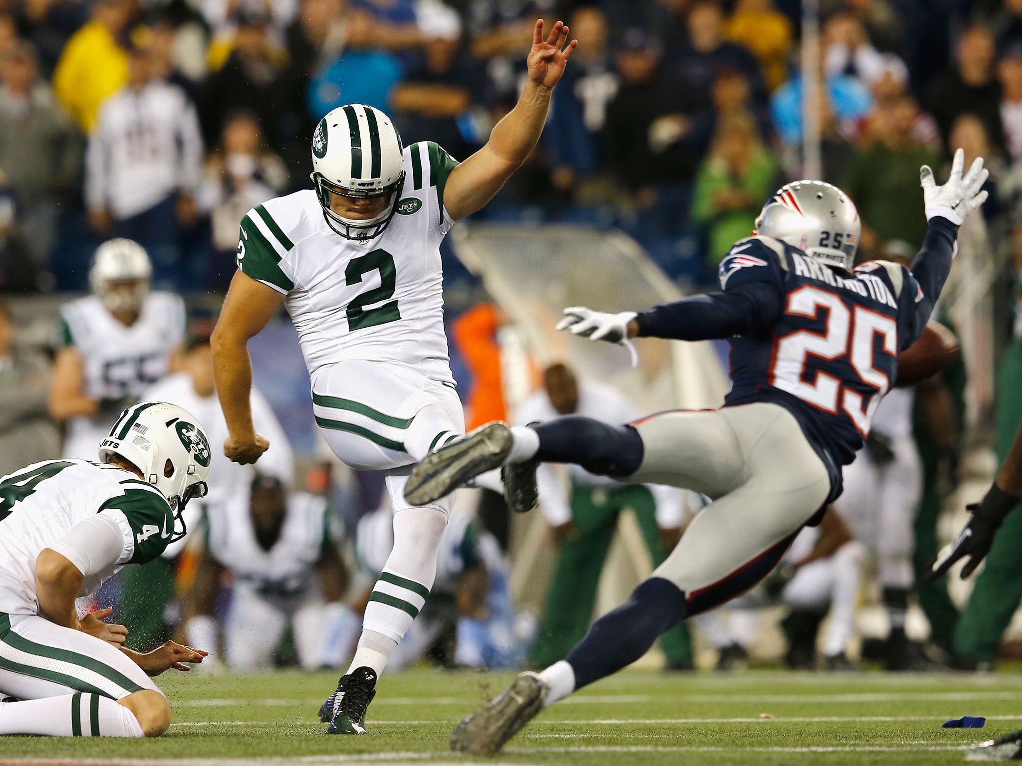 Nick Folk has his last-second field goal attempt blocked