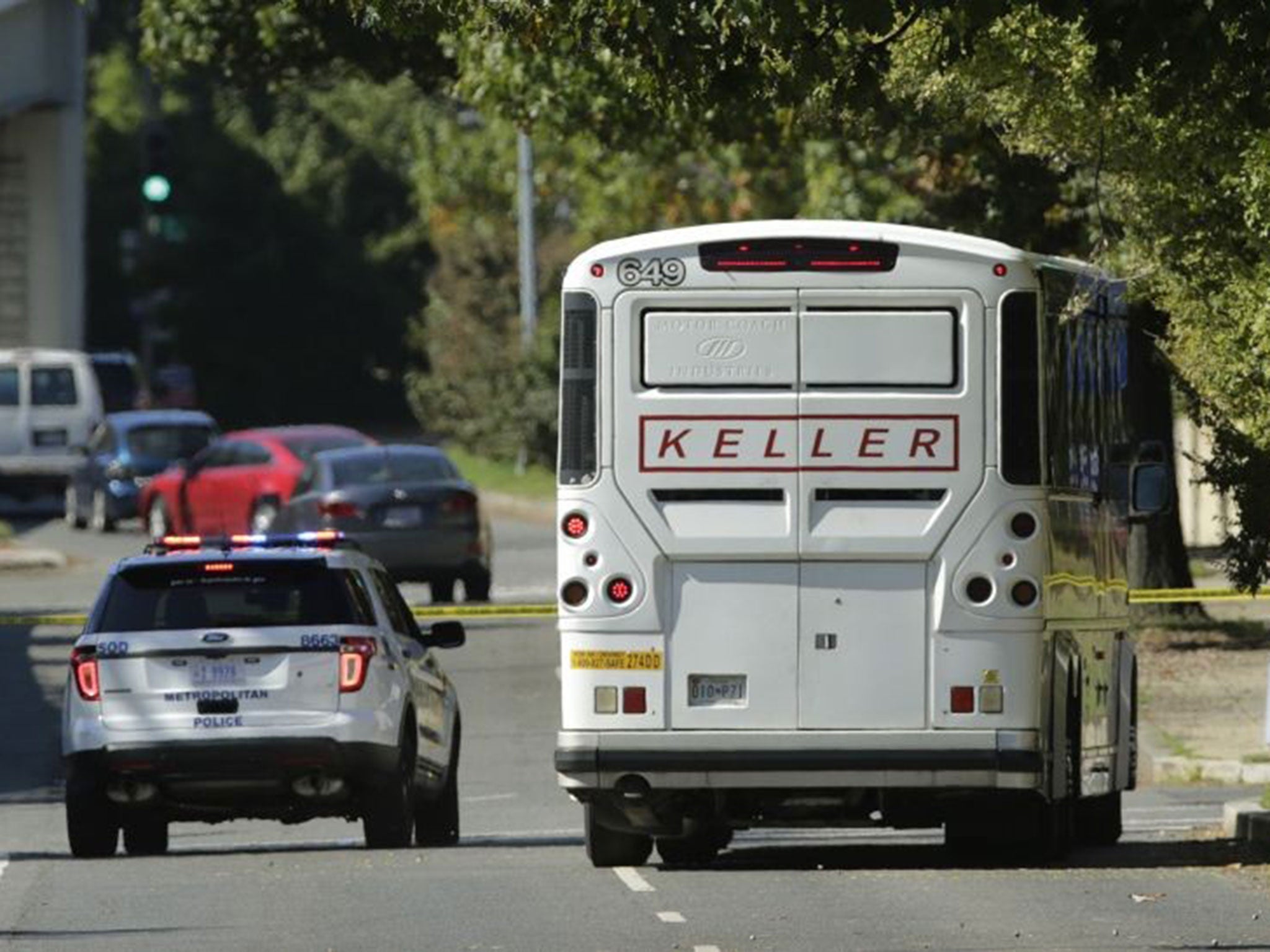 The bus was at the Pentagon when a woman boarded and later vomited.