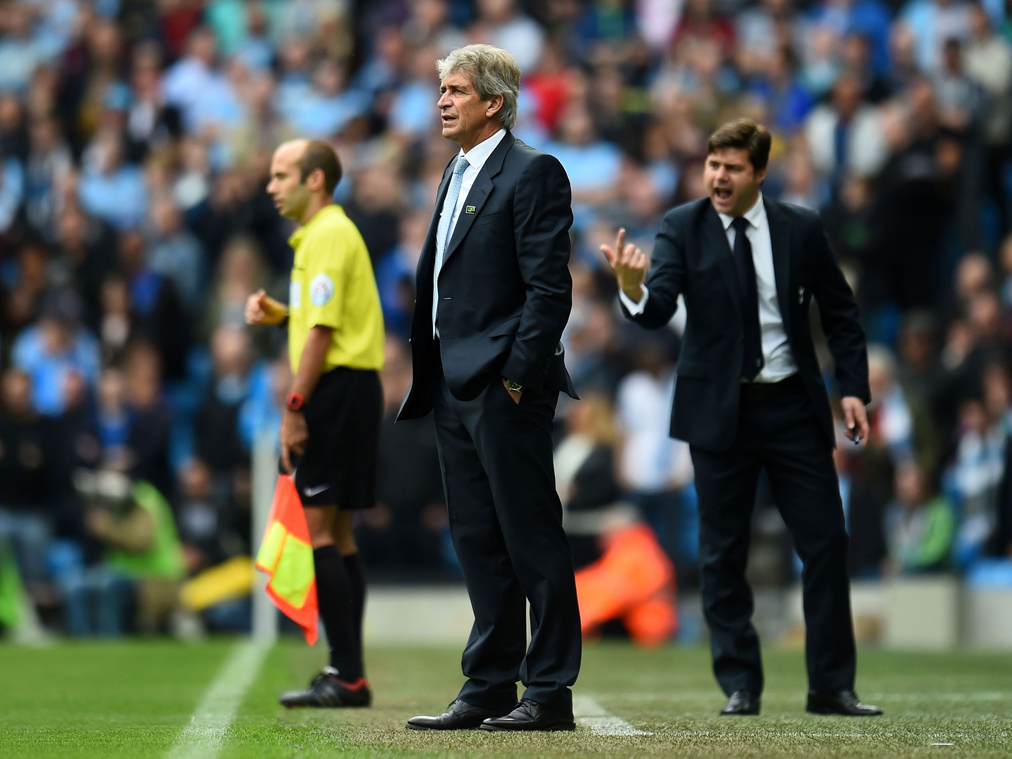 Manuel Pellegrini on the sidelines against Spurs