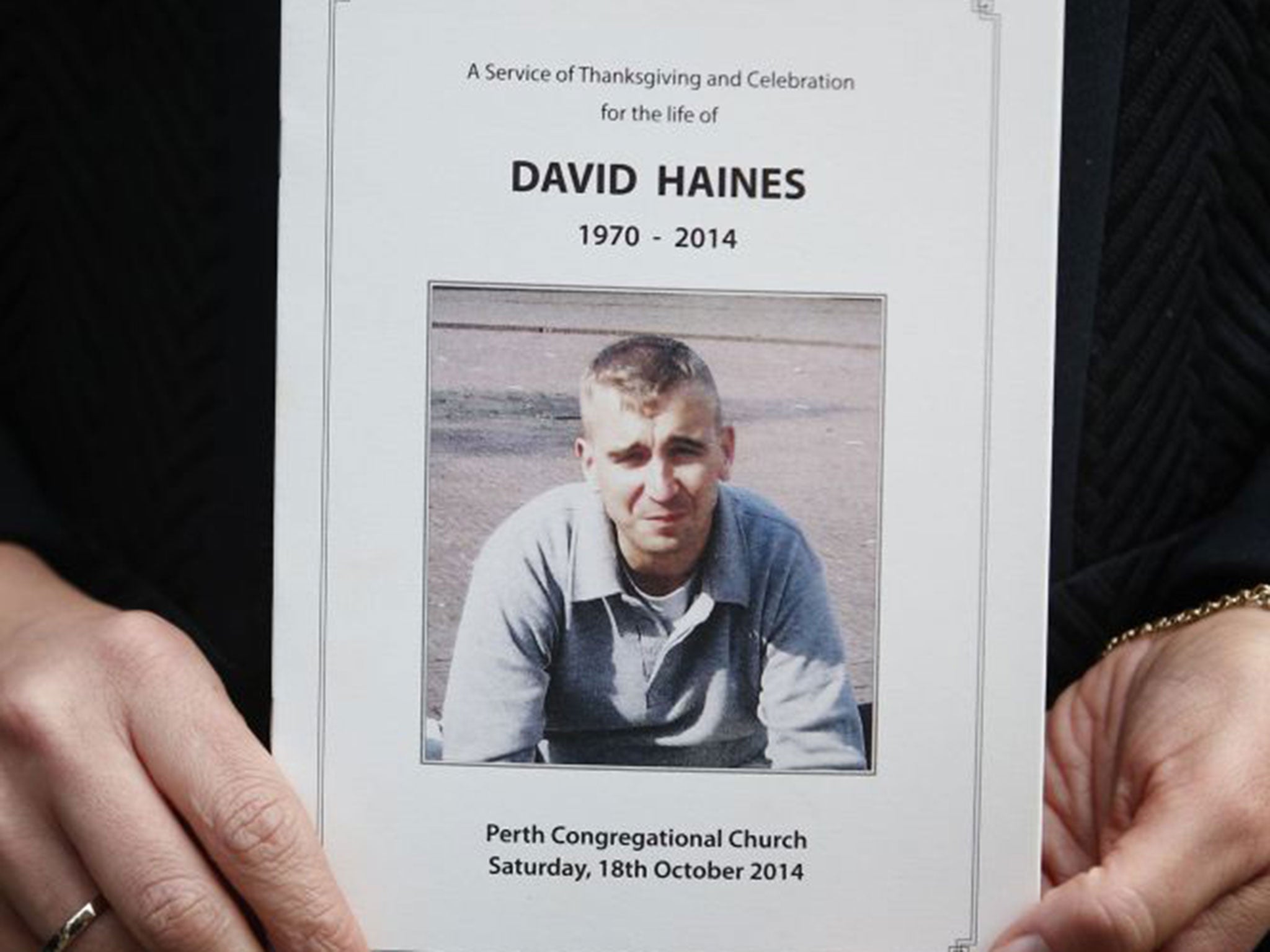 The memorial service took place at the Congregational Church in David Haines' hometown of Perth