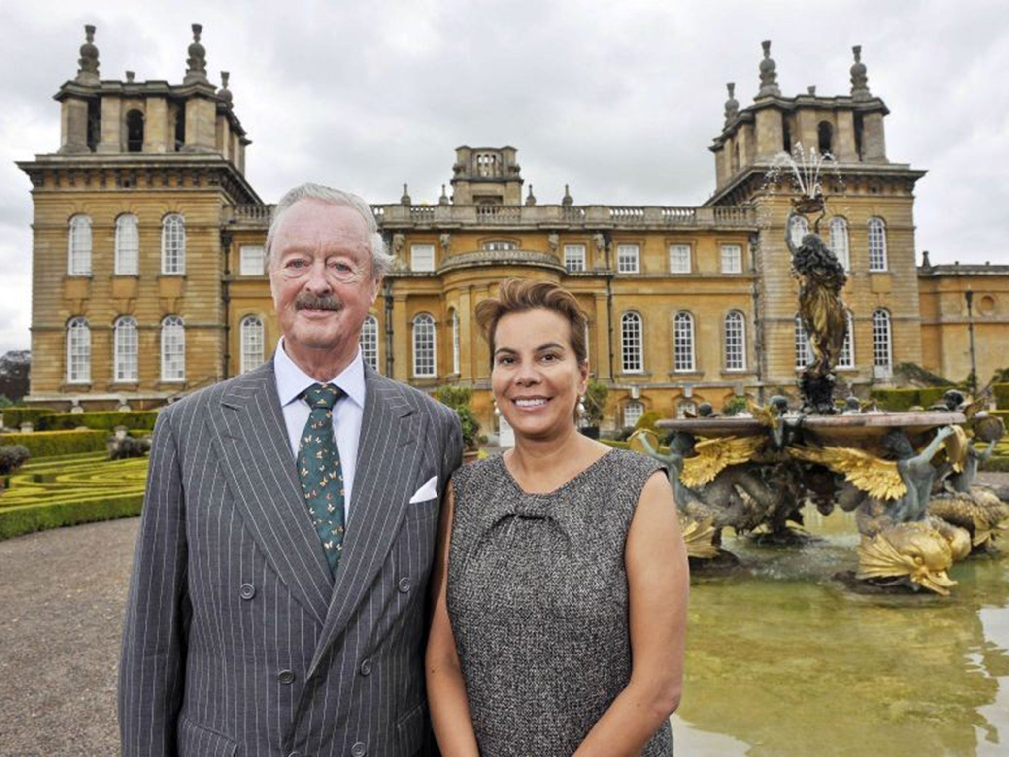 The Duke of Marlborough, in 2009 with his fourth wife, Lily Mahtan