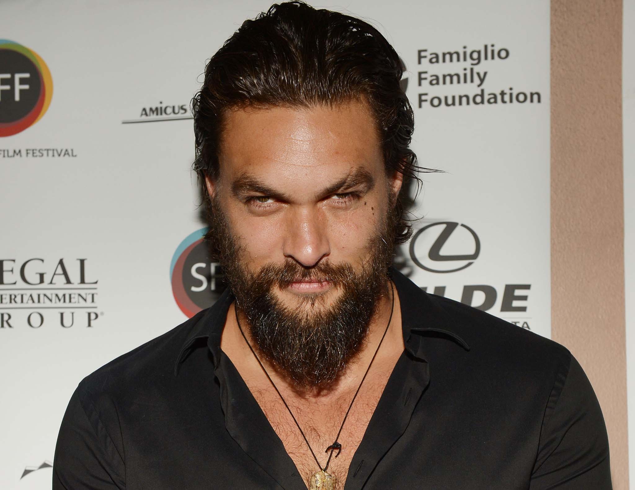 Jason Momoa looks scary on the Sarasota Film Festival red carpet